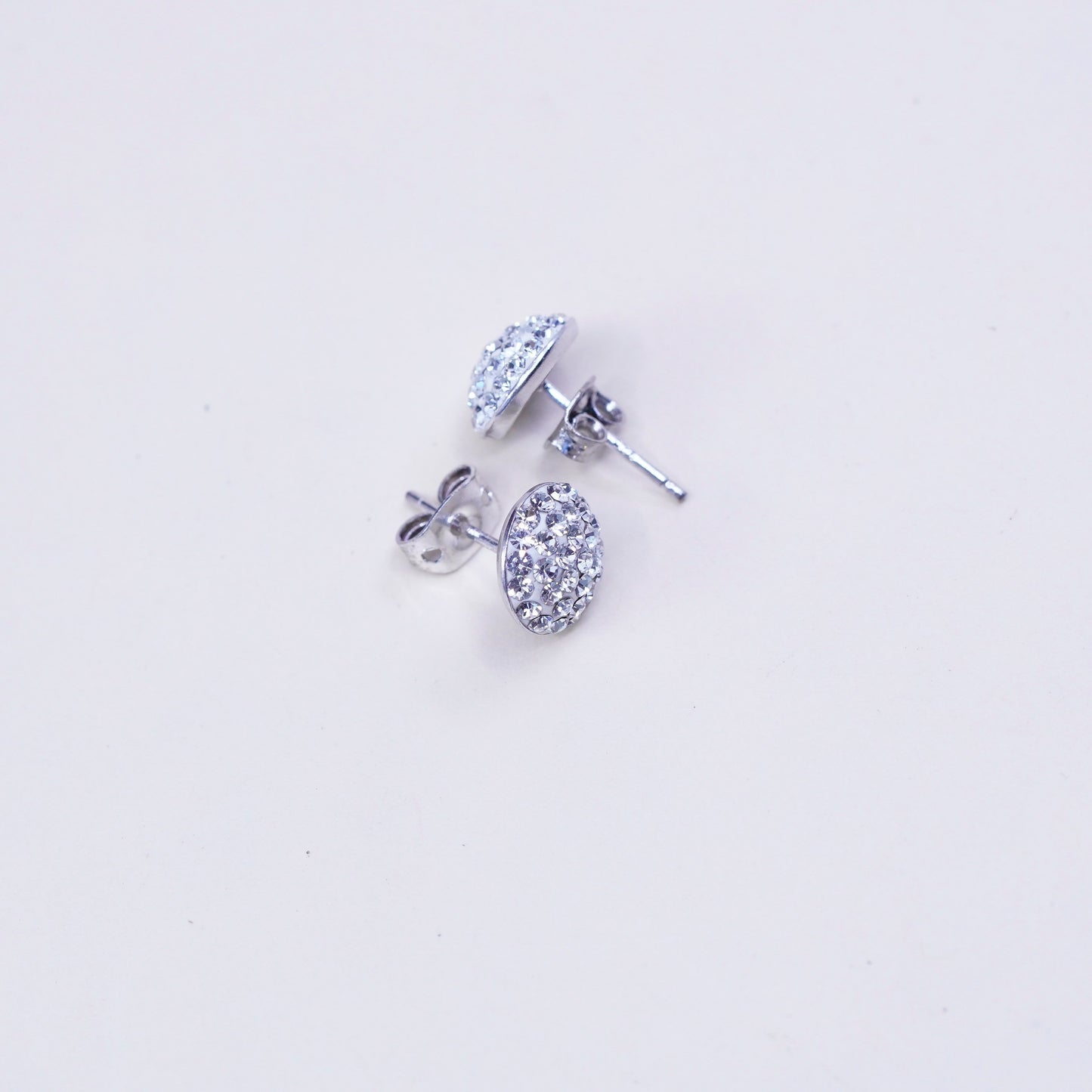 10mm, Vintage sterling silver cluster cz studs, fashion minimalist earrings