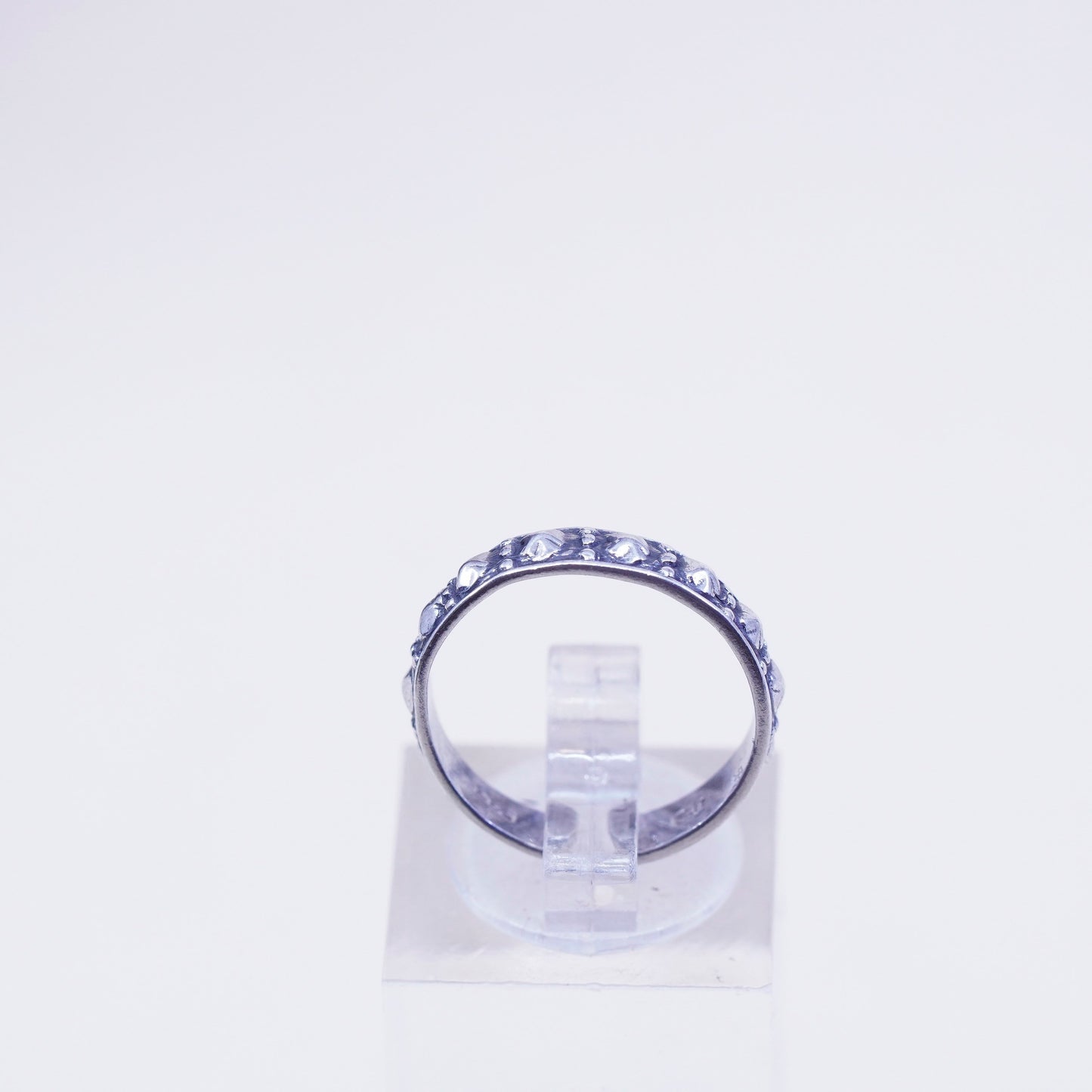 Size 5.75, Vintage sterling silver handmade ring, bead 925 band with open end