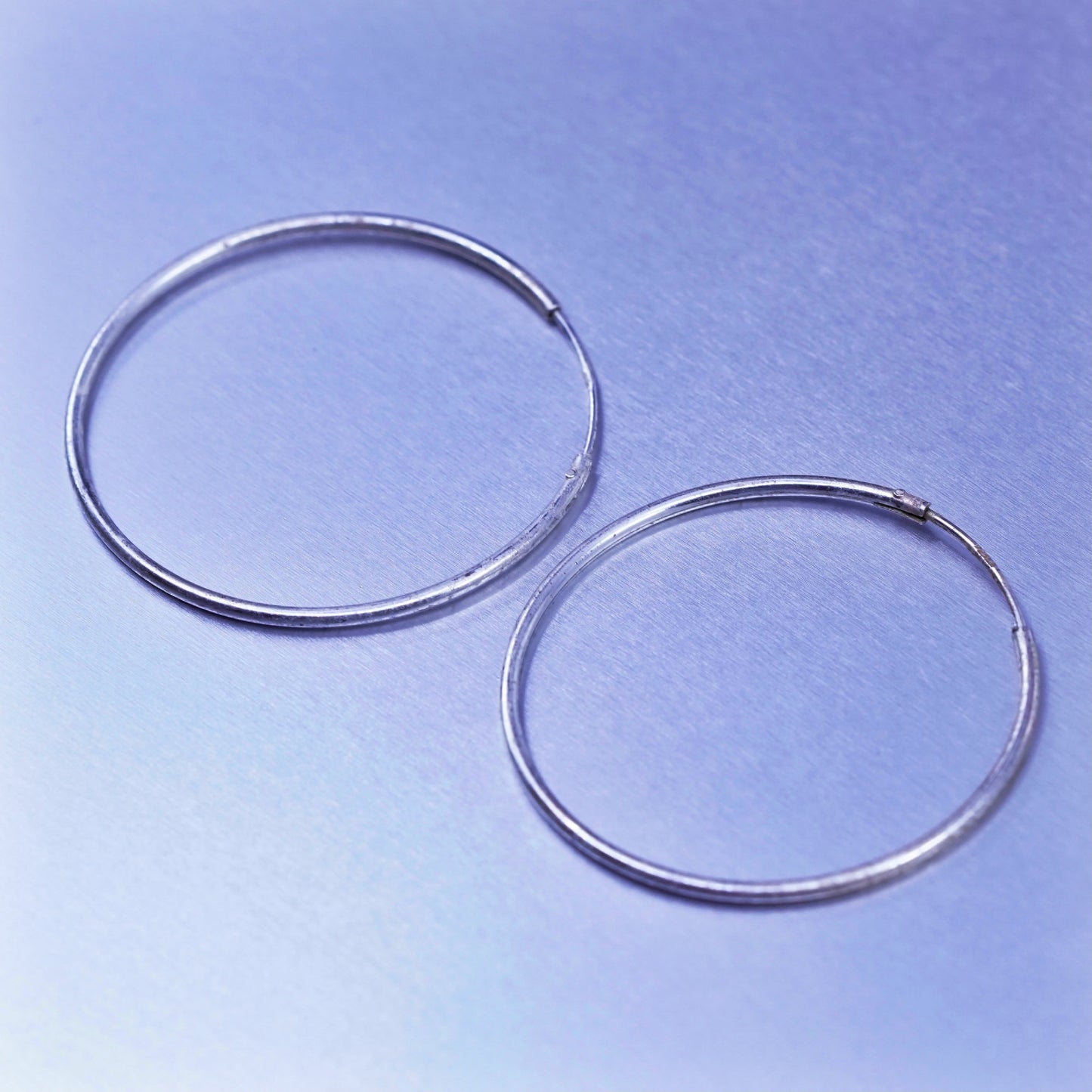 1.25”, vintage Sterling silver handmade earrings, 925 simple oval hoops