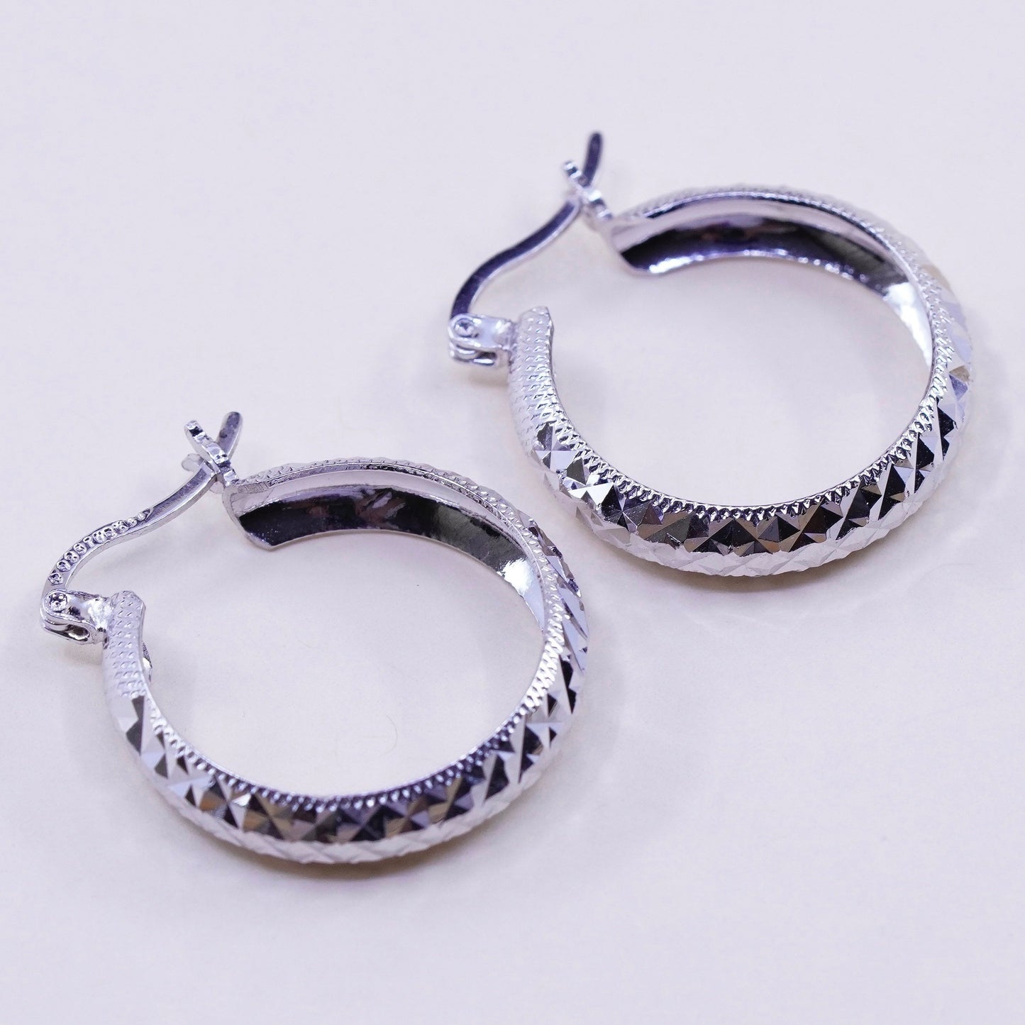 0.75”, sterling 925 silver loop earrings, minimalist primitive textured hoops