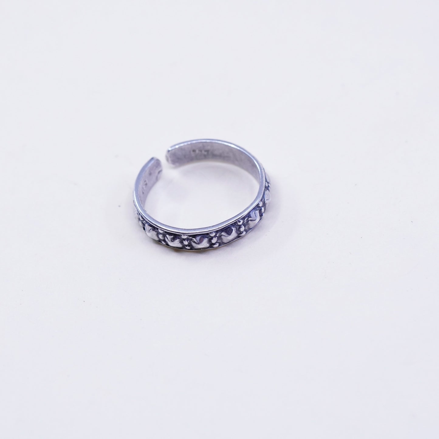 Size 5.75, Vintage sterling silver handmade ring, bead 925 band with open end