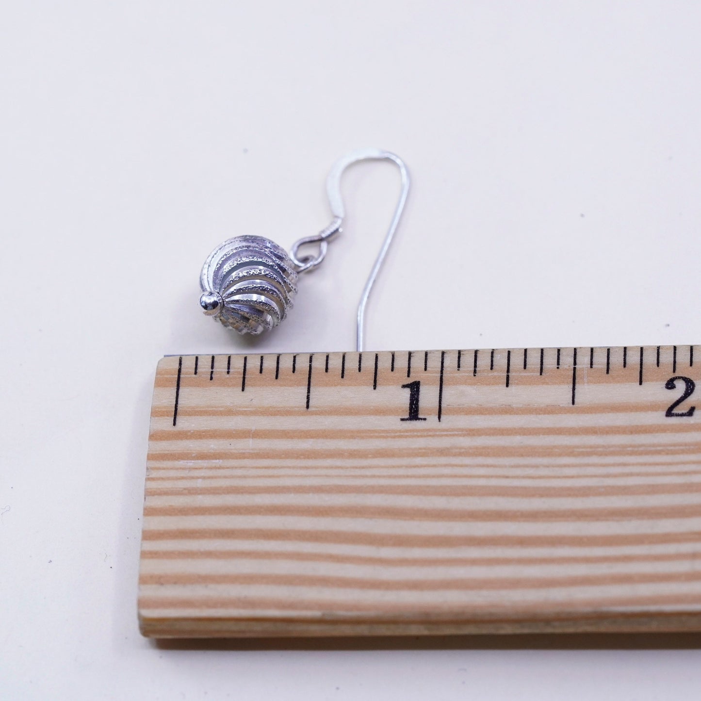 Vintage sterling silver handmade earrings, matte 925 textured beads