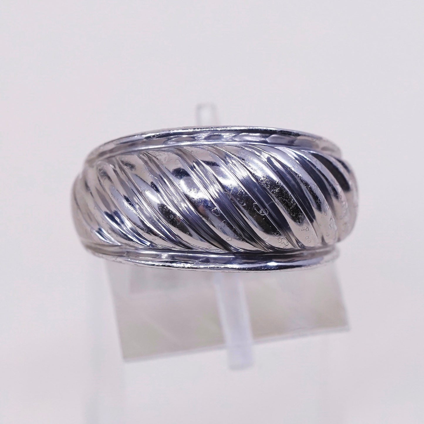 Size 7, VTG RL sterling 925 silver handmade ribbed ring statement band