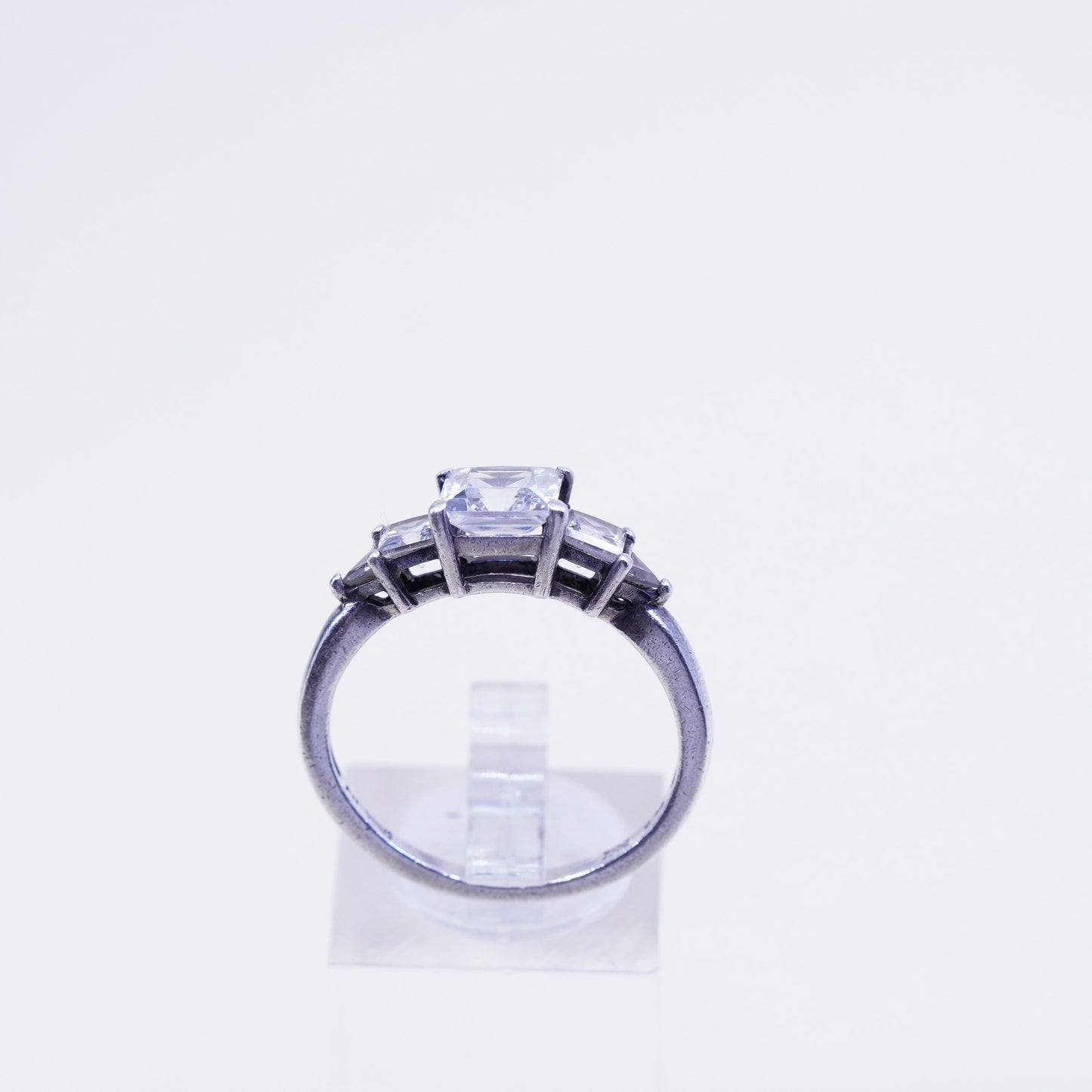 Size 10, DO Sterling 925 silver engagement ring with Cz