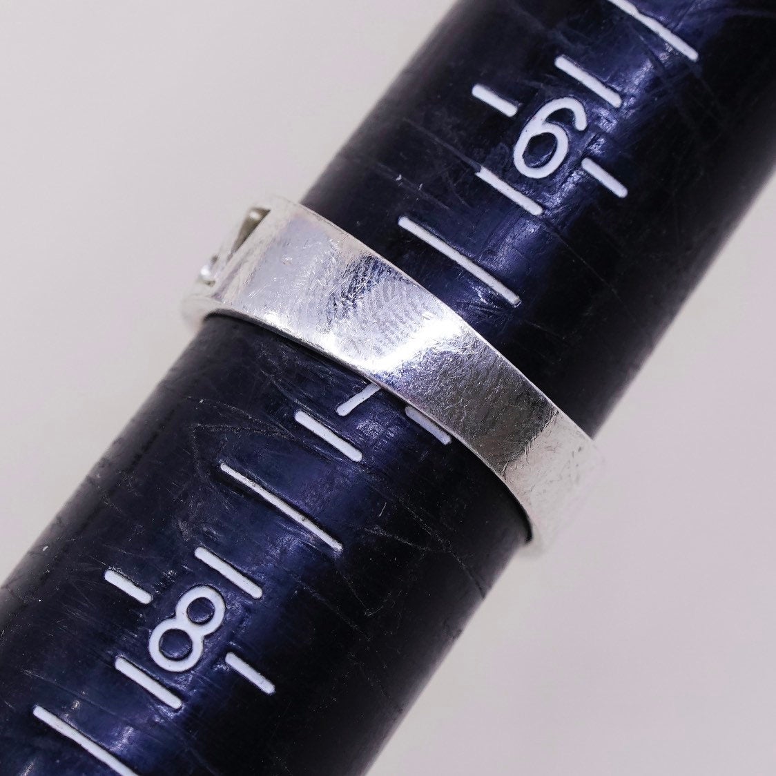 sz 7, vtg Sterling silver handmade ring, mexico 925 band w/ swirl wave