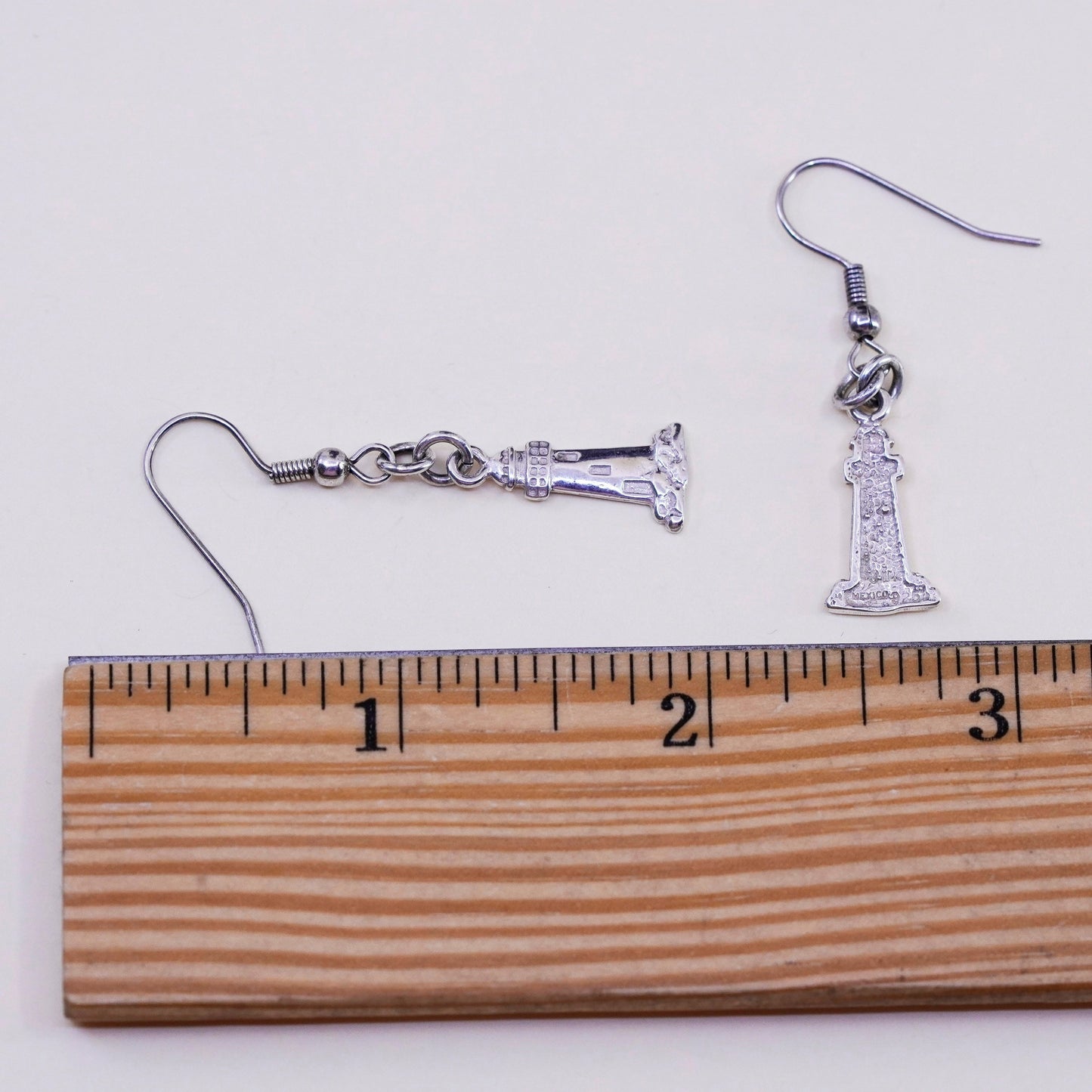 Vintage Mexico Sterling silver handmade earrings, 925 lighthouse dangles