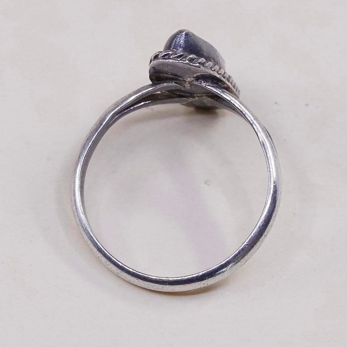 sz 5.25, vtg sterling silver ring, Native American handmade 925 ring w/ turquoise