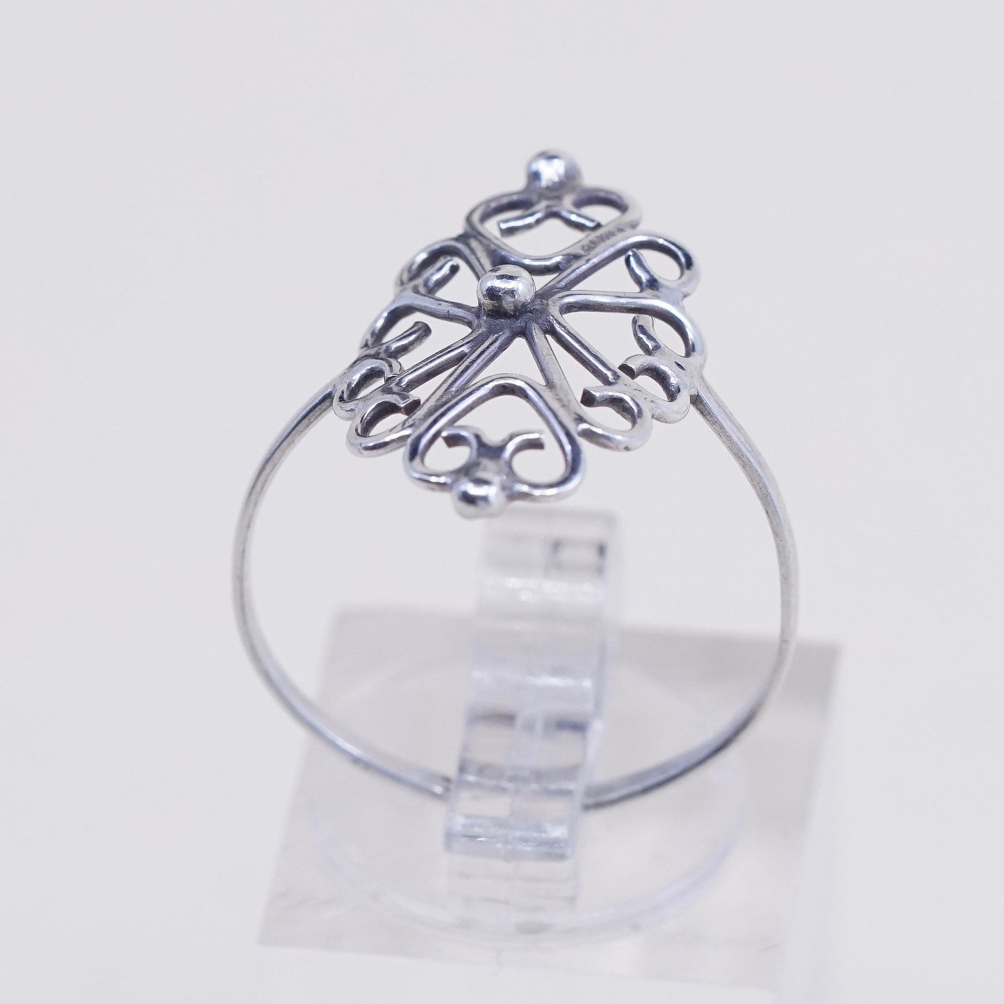 Size 9.25, Vintage sterling silver handmade wired ring, 925 filigree band