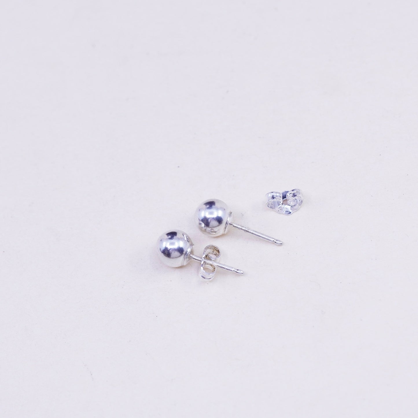 5mm, Vintage sterling silver sphere studs, handmade 925 earrings