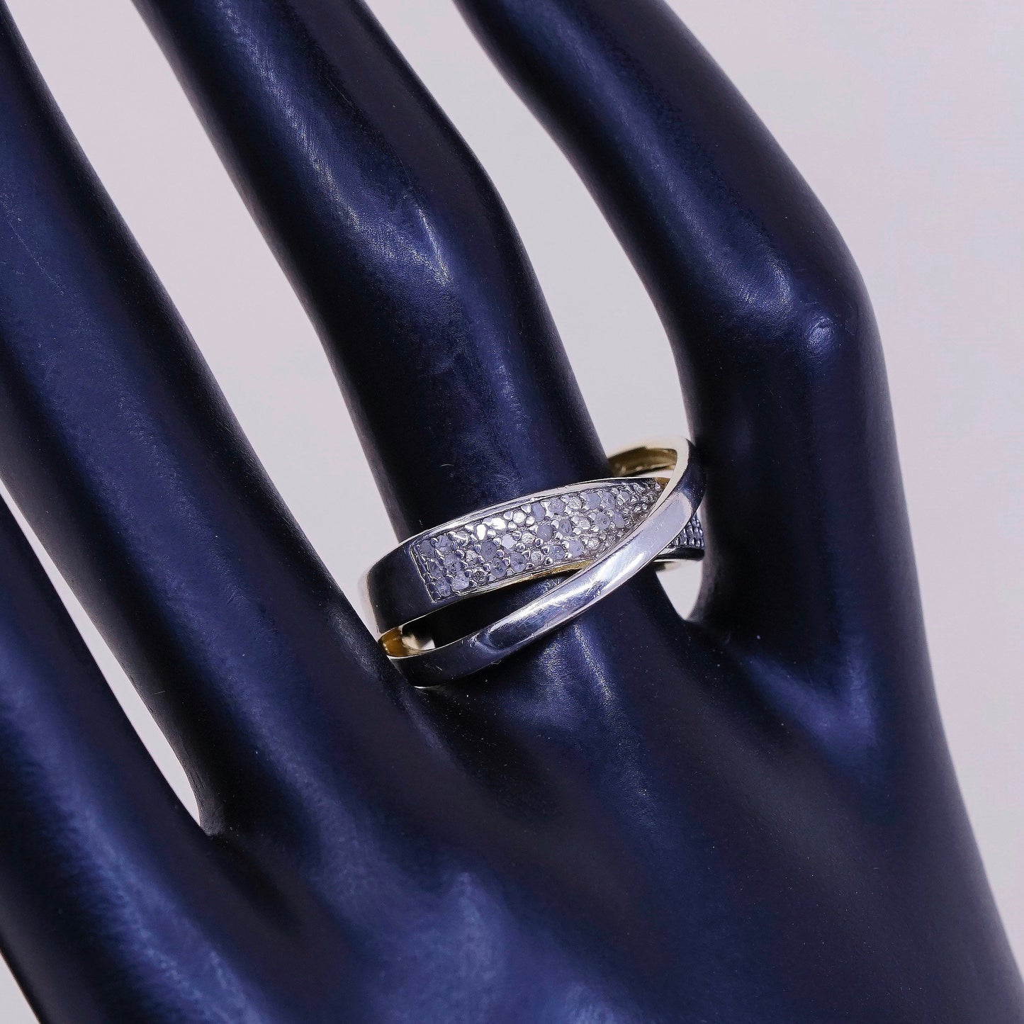 sz 7, DBJ vermeil gold over Sterling silver ring, 925 band w/ cluster diamond