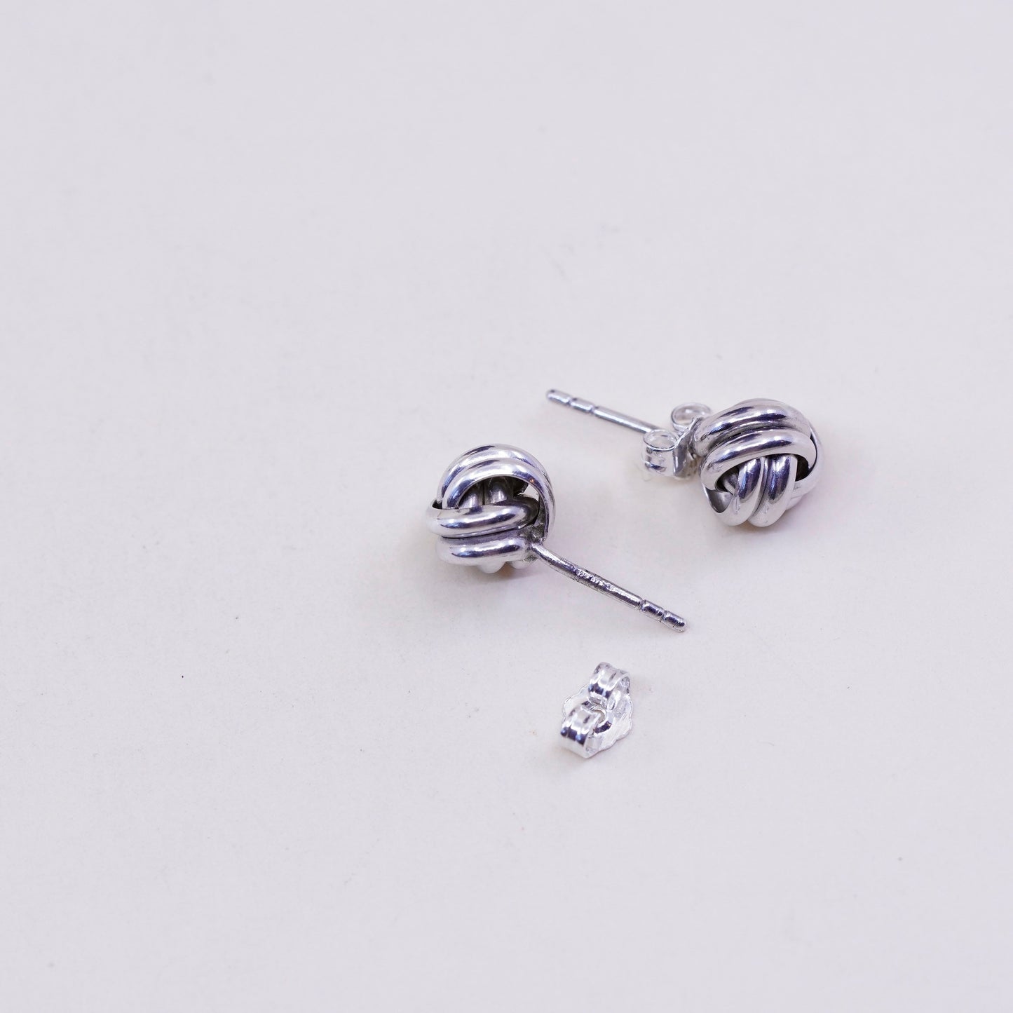 Vintage Sterling silver handmade earrings, Entwined cable studs