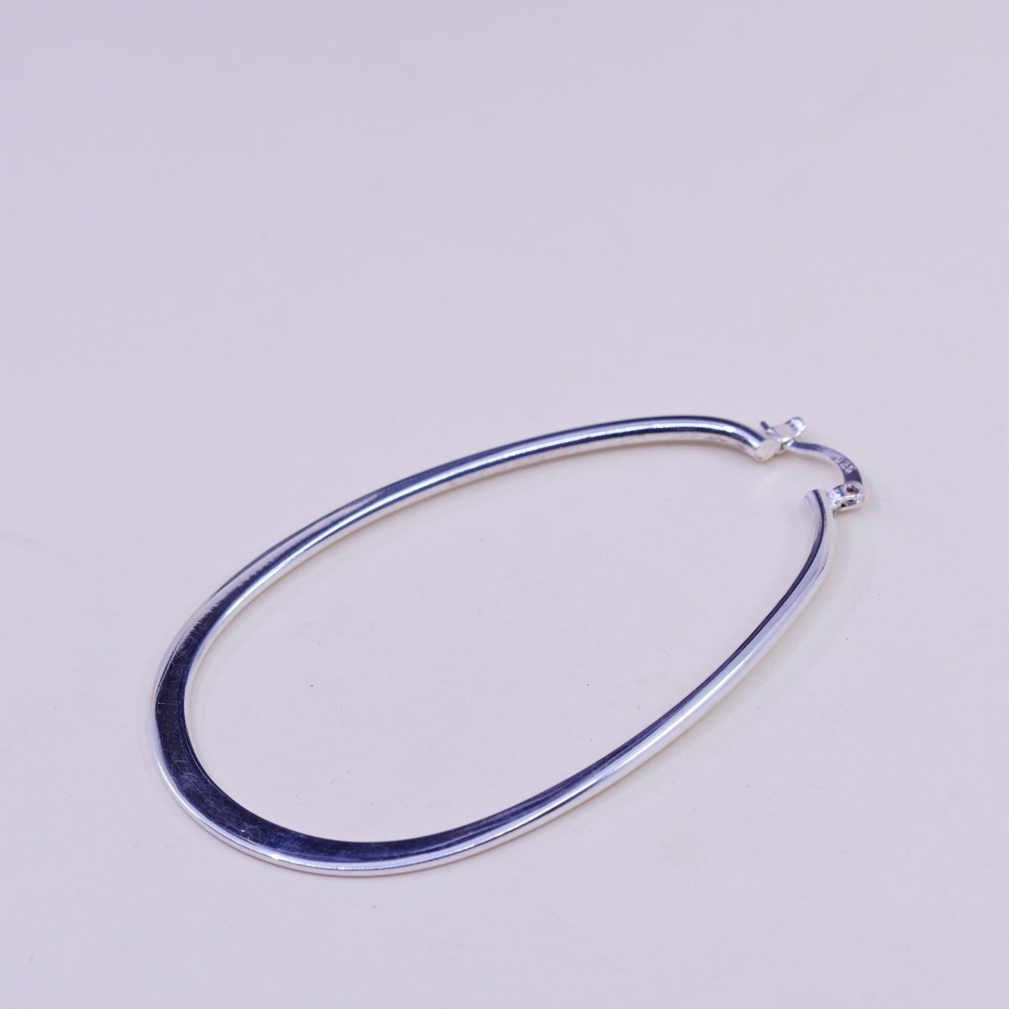 2.75”, vintage sterling silver handmade earrings, 925 huge oval hoops