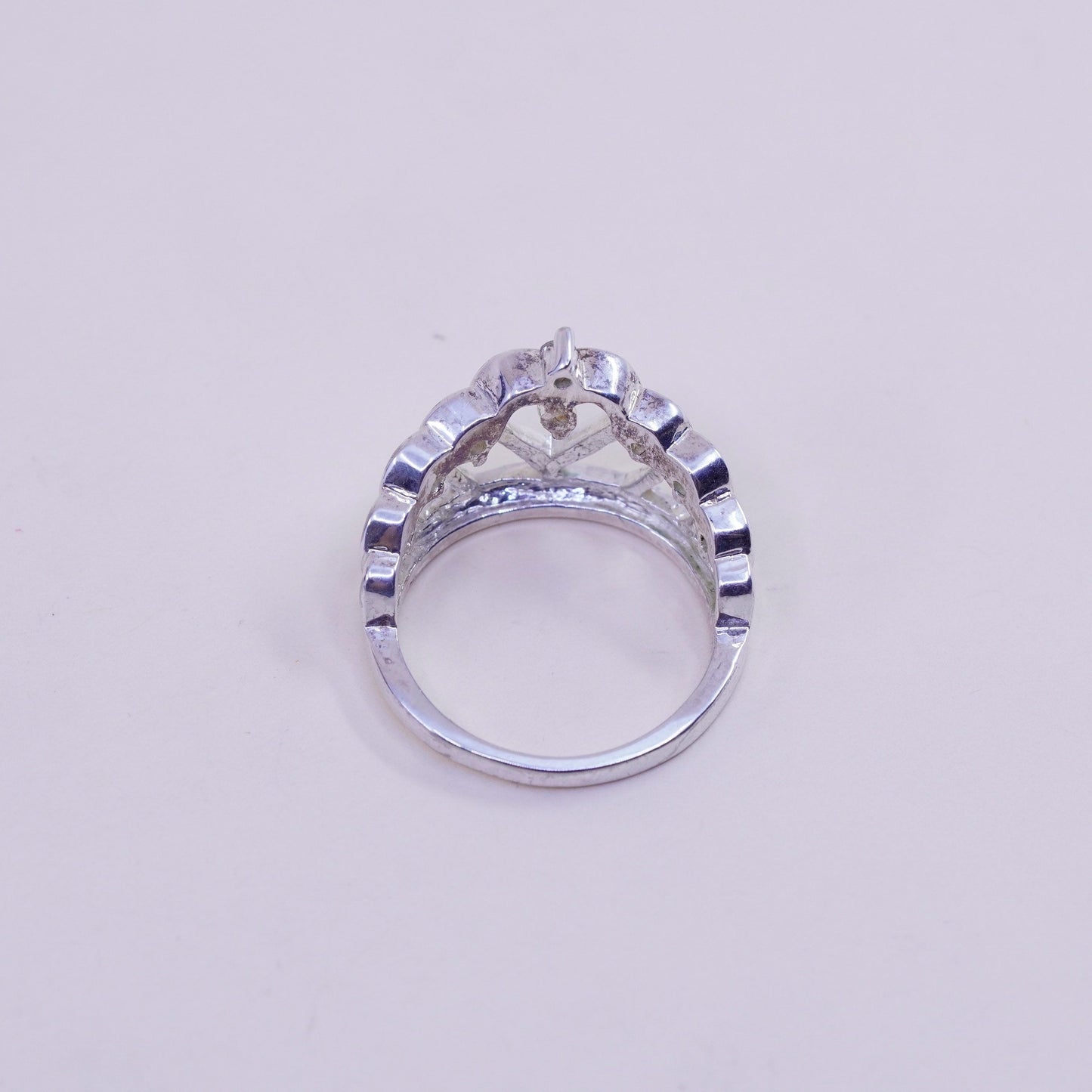 Size 8, vintage Sterling silver handmade ring, 925 crown with cz