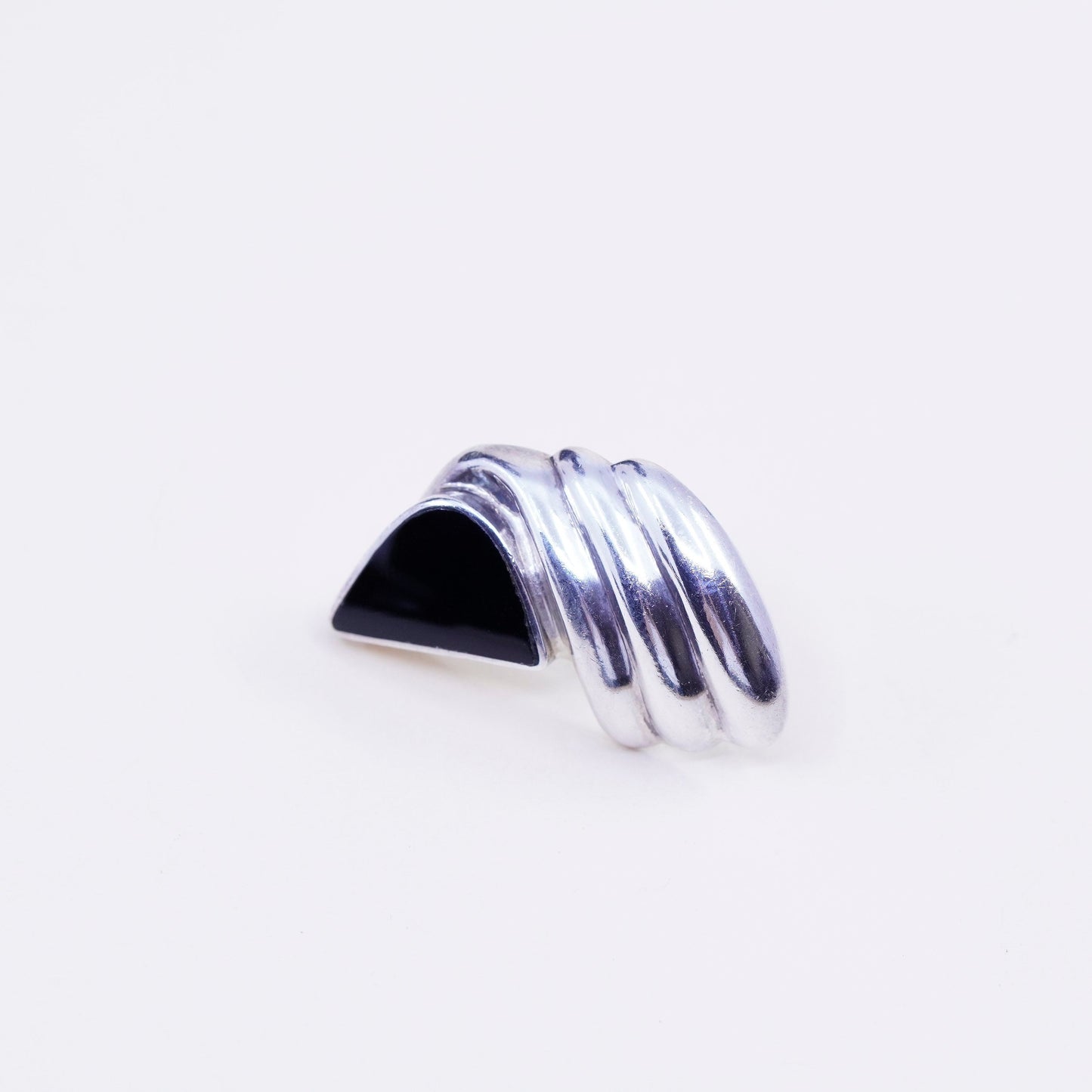 Vintage Sterling silver handmade earrings, Mexico 925 studs with onyx