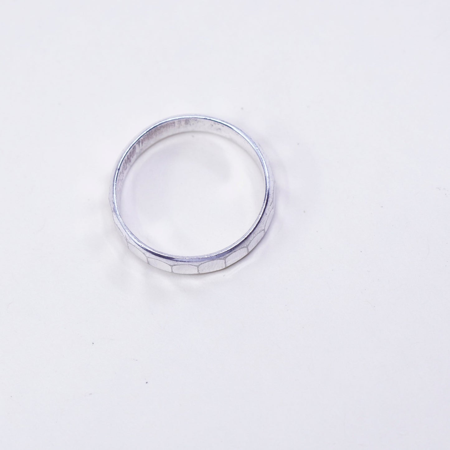 Size 11, vintage stackable Sterling silver handmade ring, textured 925 band