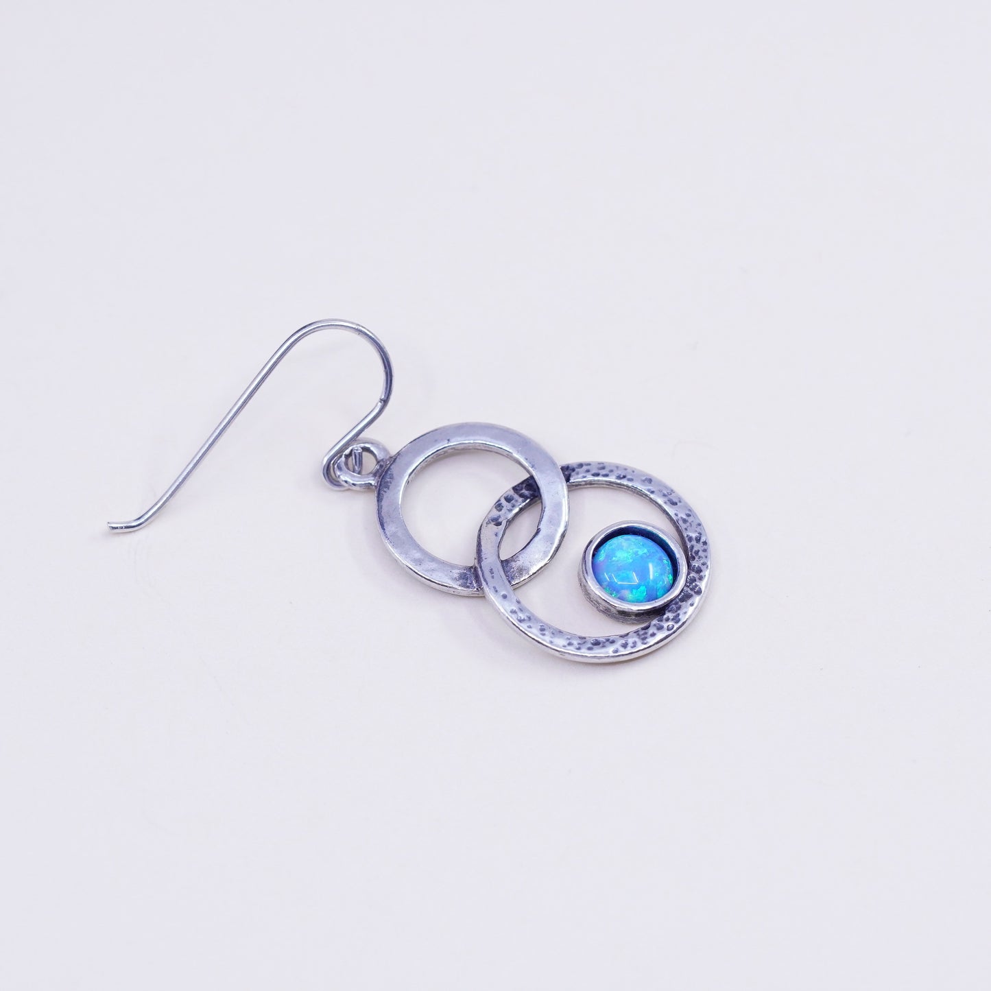 Shablool Didae Sterling silver handmade earrings, 925 circle opal dangles