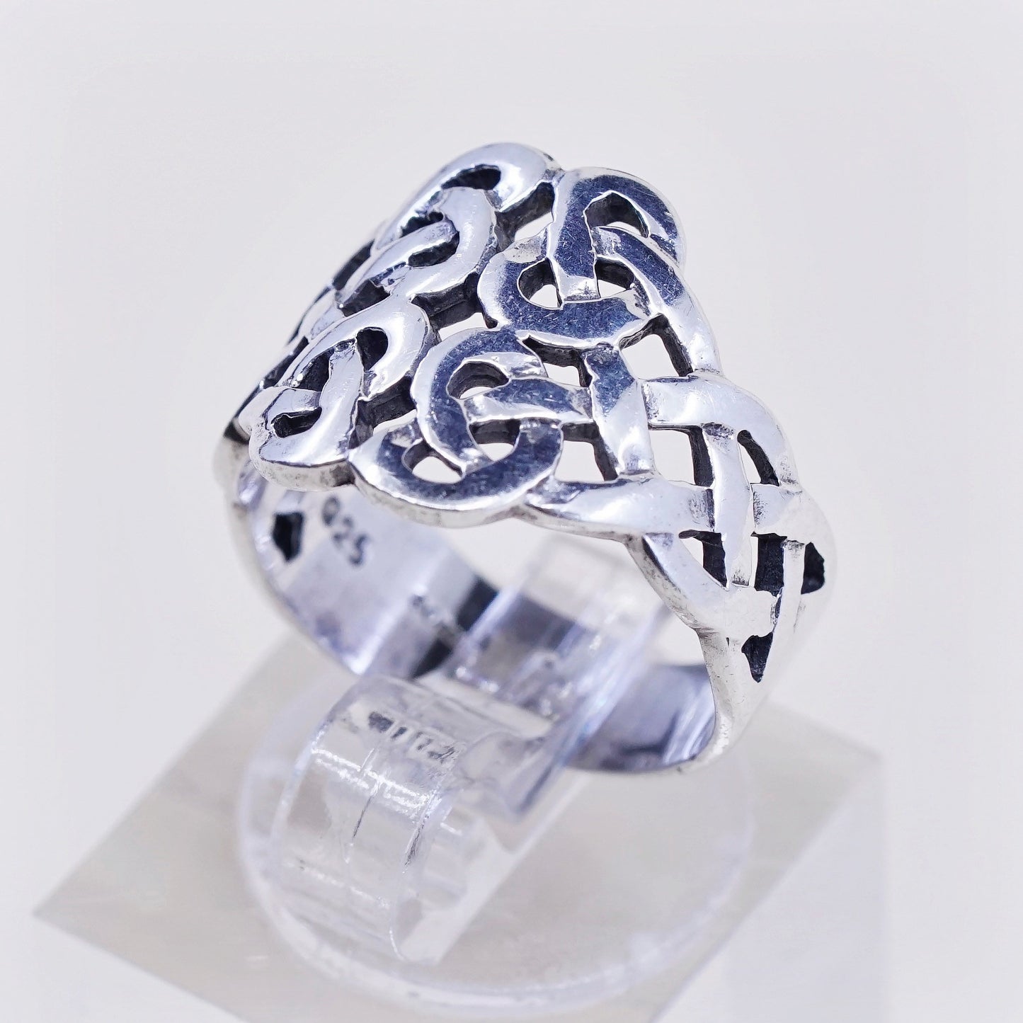 Size 6, vtg BOMA Sterling 925 silver handmade irish woven braided ring, band