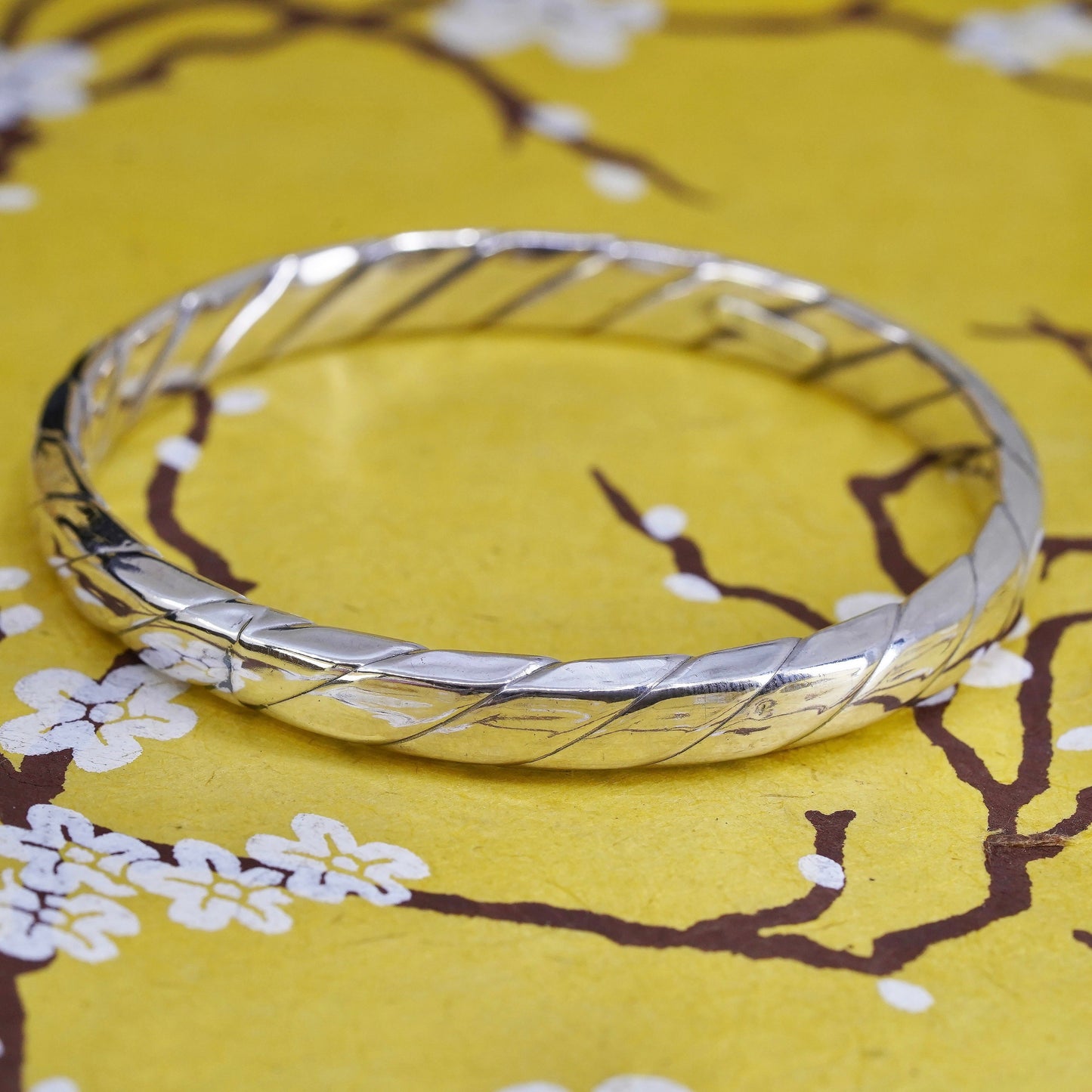 8", Vintage Sterling silver handmade bracelet, 925 twisted bangle