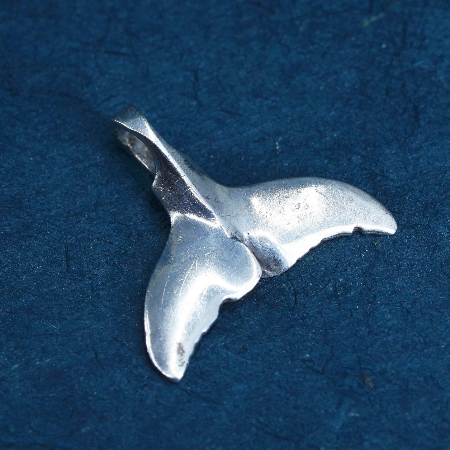 vintage Sterling 925 silver handmade whale dolphin tail pendant