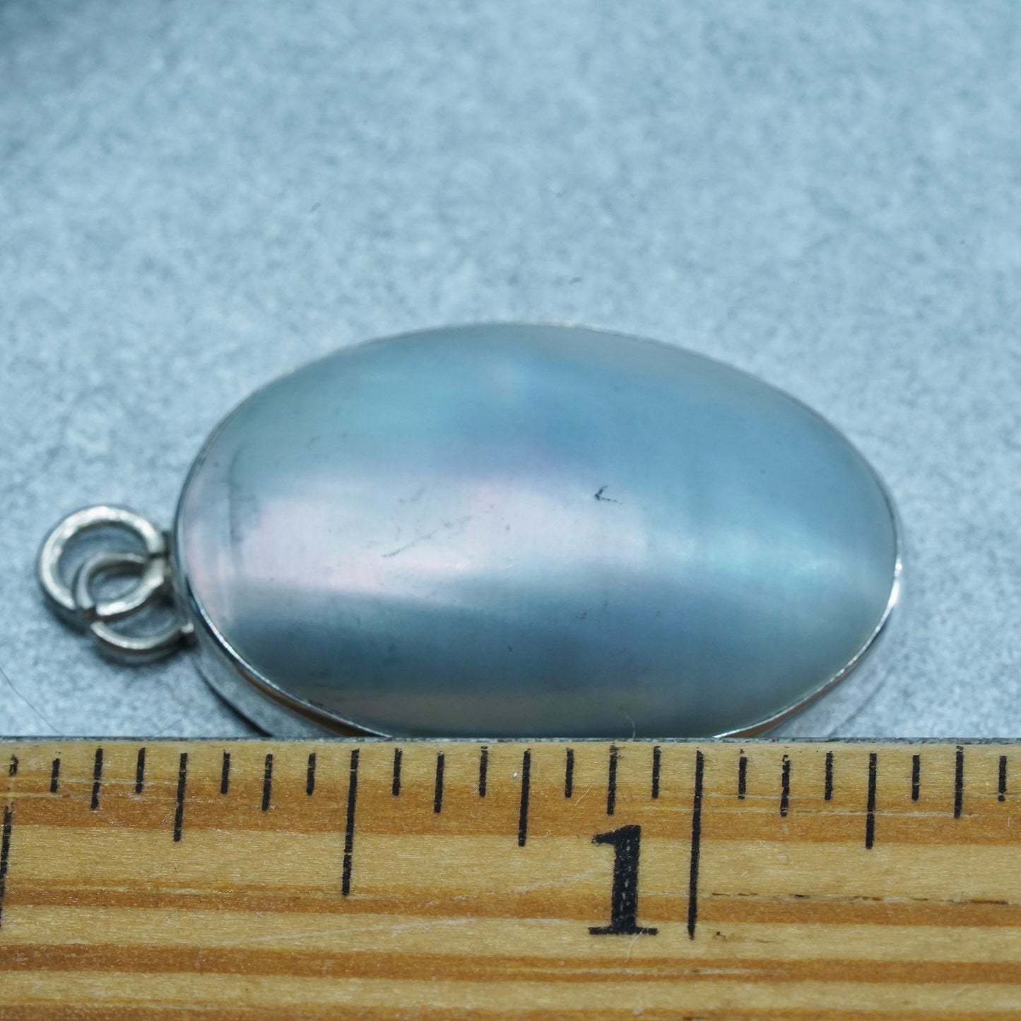 antique sterling 925 silver pendant with oval mother of pearl