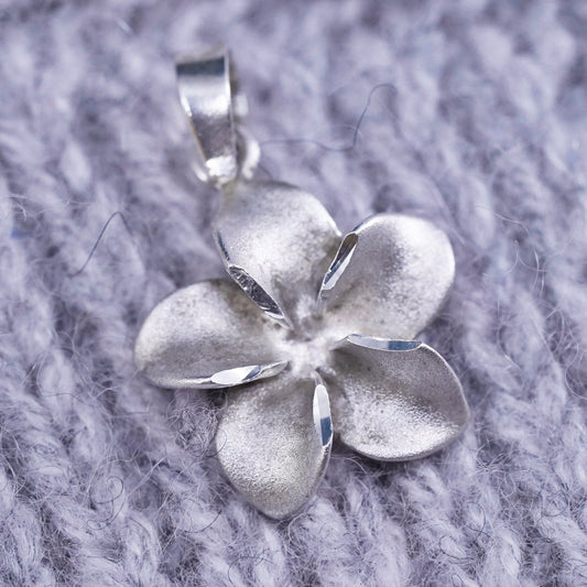 Vintage Sterling silver handmade pendant, 925 plumeria flower