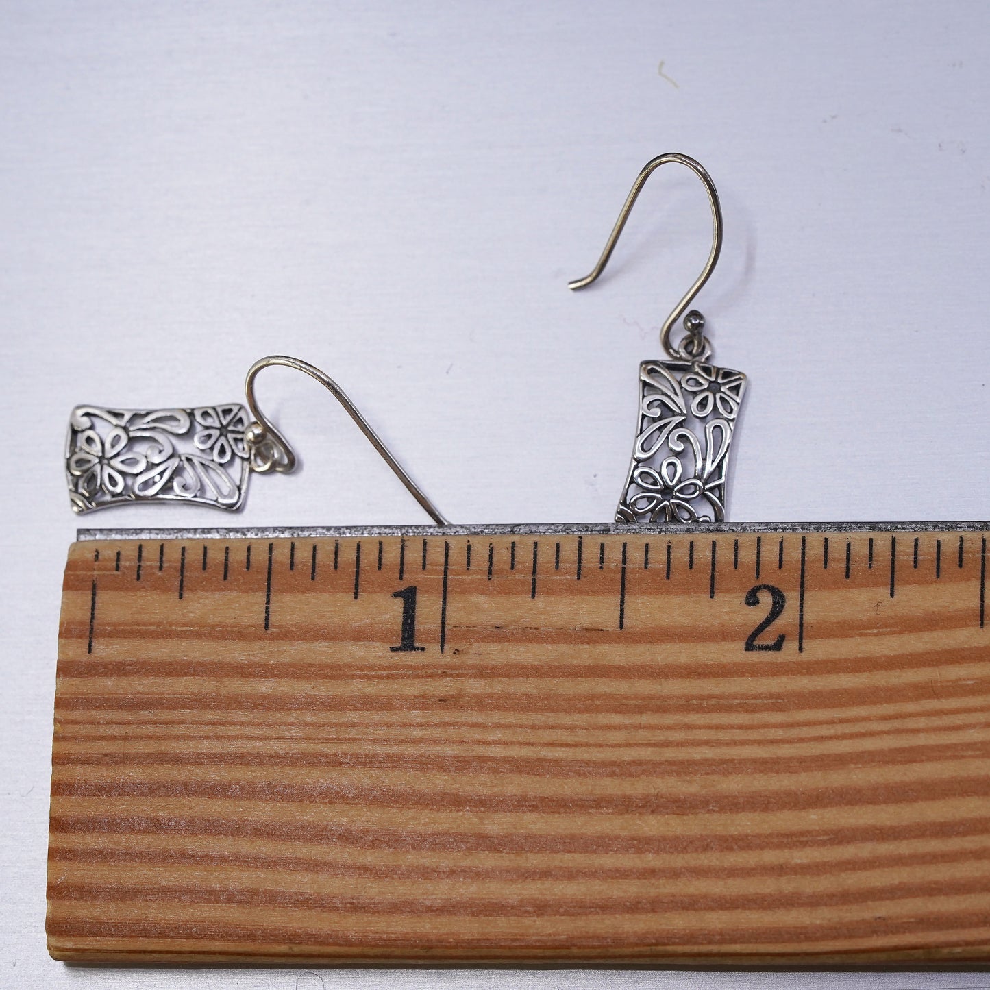 Vintage Sterling silver handmade earrings, 925 flower drops