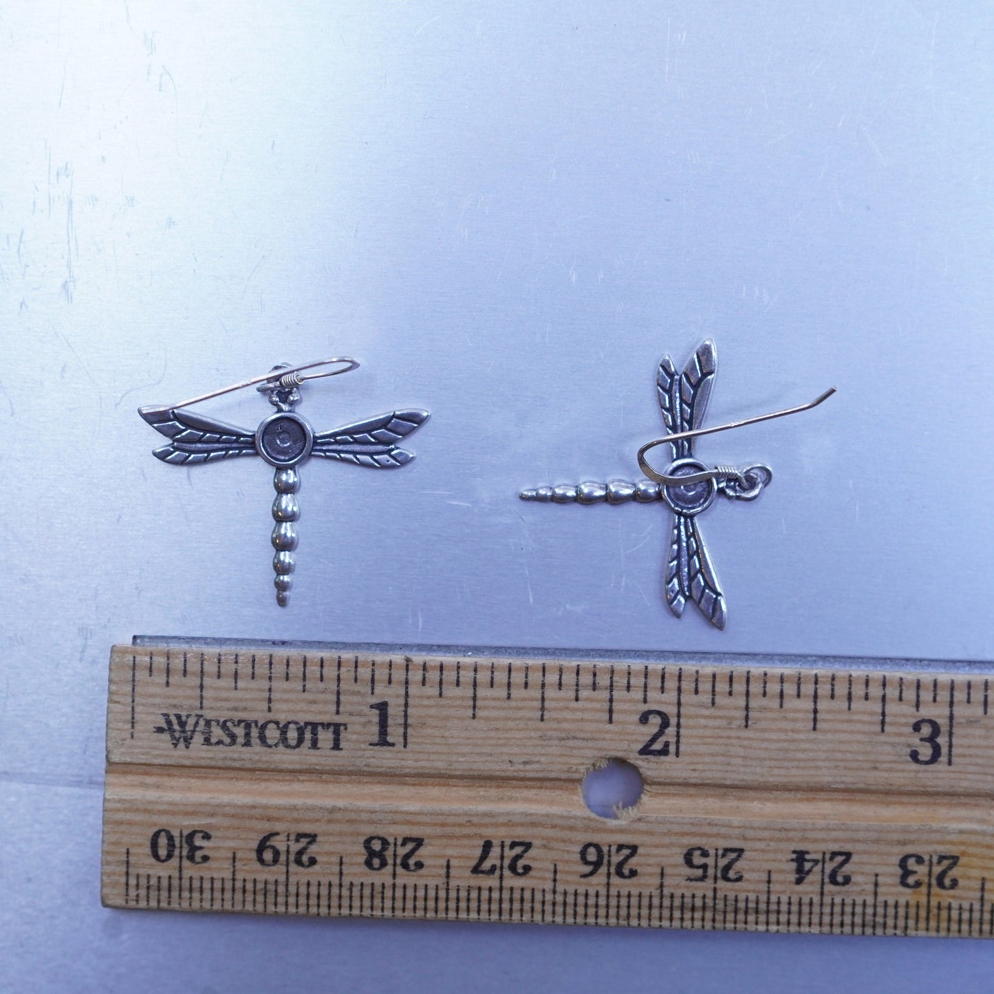 Vintage Sterling 925 silver handmade dragonfly earrings