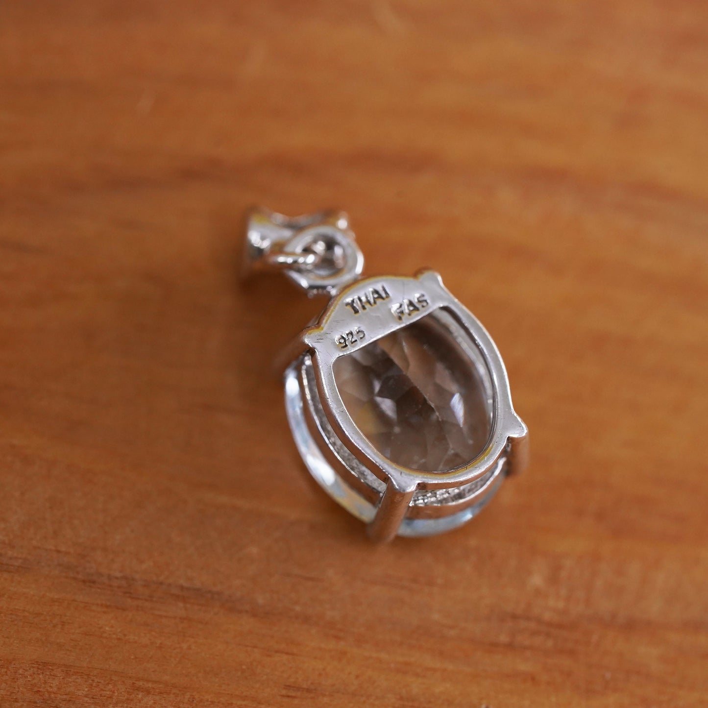 Vintage Sterling silver 925 pendant with blue topaz and diamond