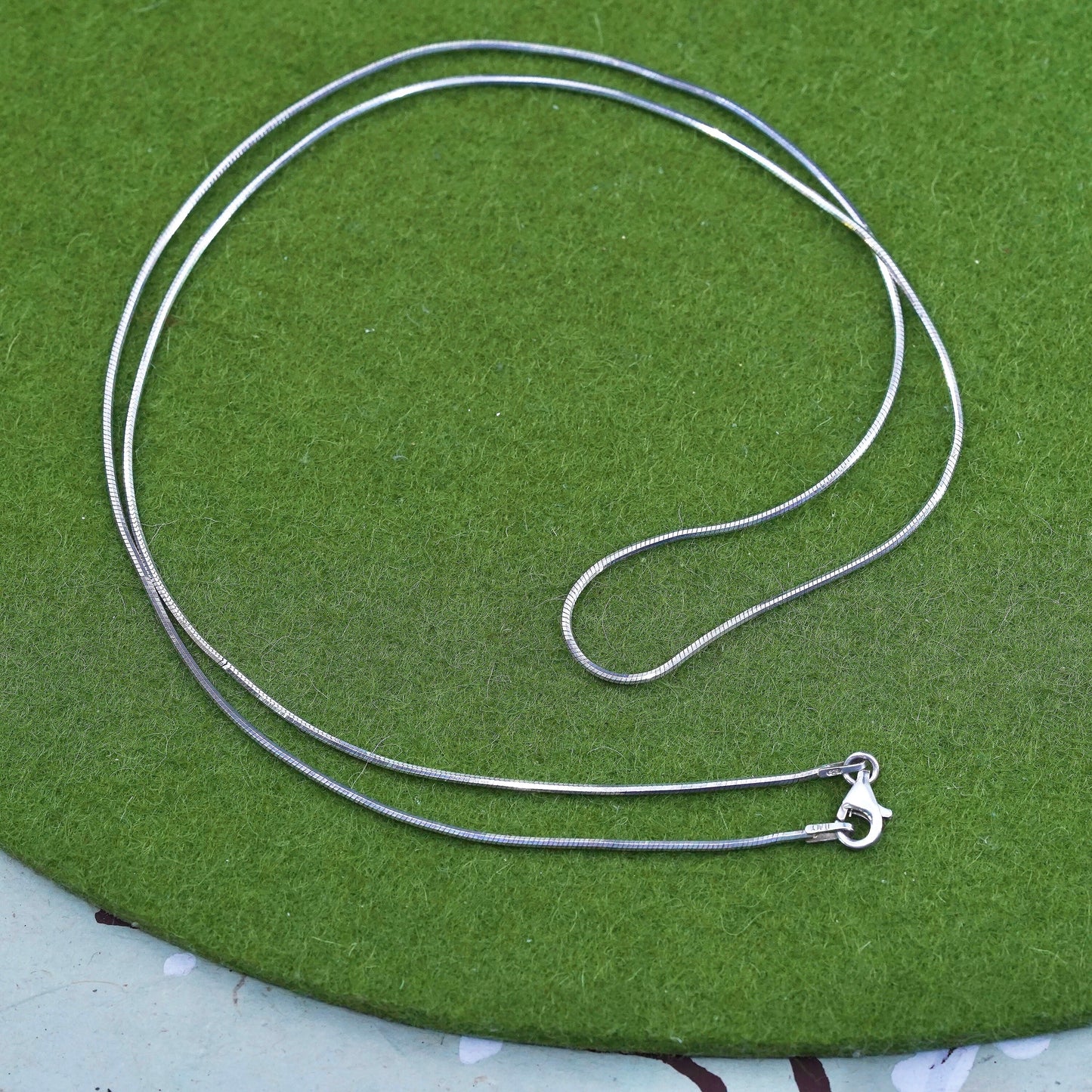 24”, 1mm, Vintage sterling silver square snake chain, Italy 925 necklace