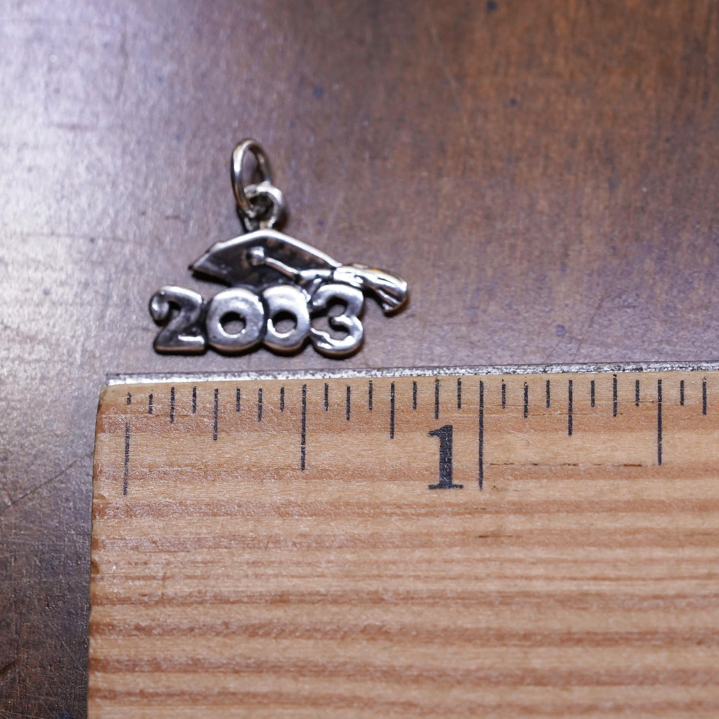 VTG Sterling silver handmade pendant, 925 diploma, graduation hat 2003 charm