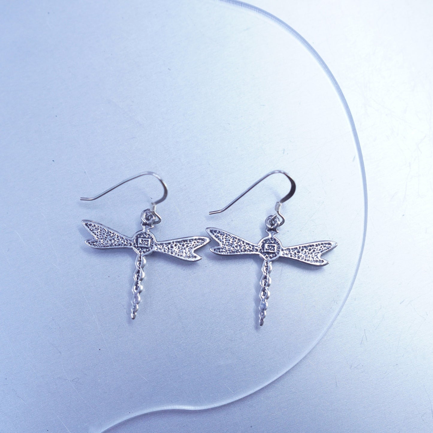 Vintage Sterling 925 silver handmade dragonfly earrings