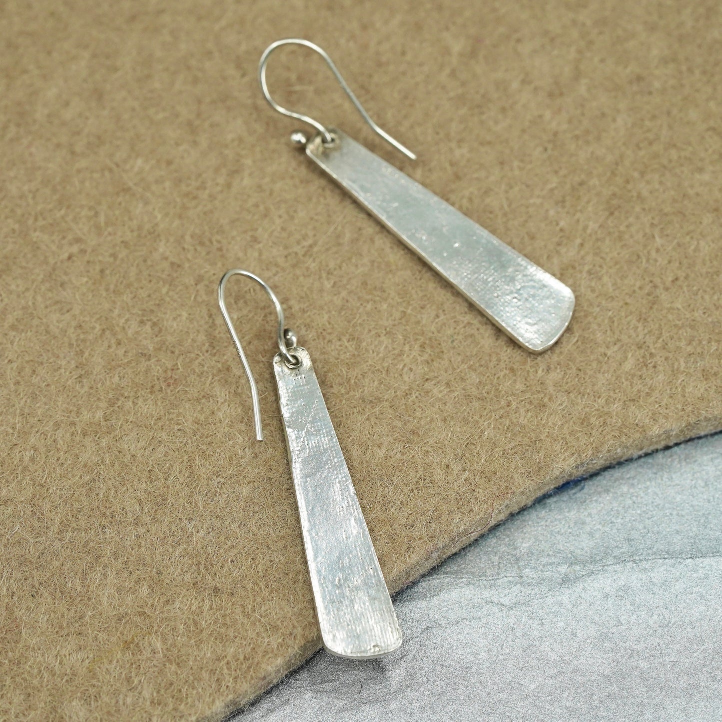 Vintage Sterling 925 silver handmade textured teardrop earrings