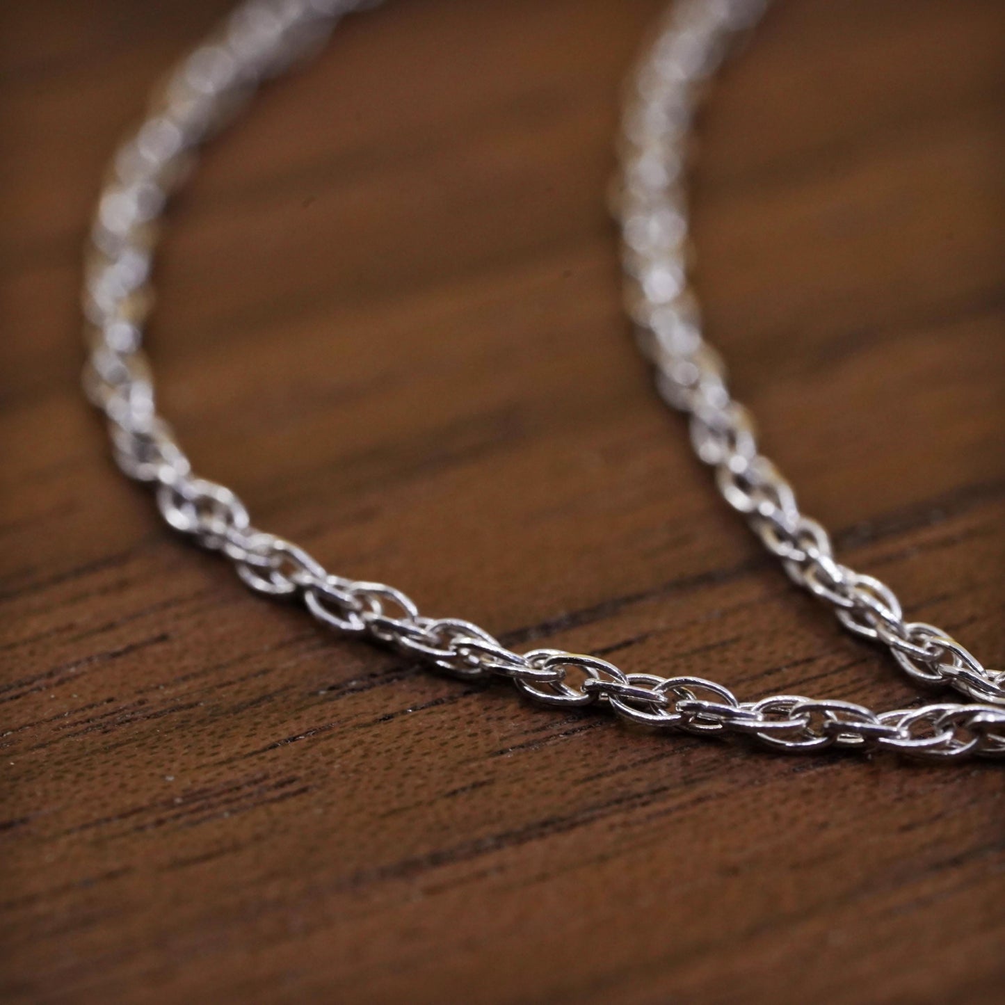 20" 1.6mm, vintage Sterling silver necklace, 925 Singapore rope chain