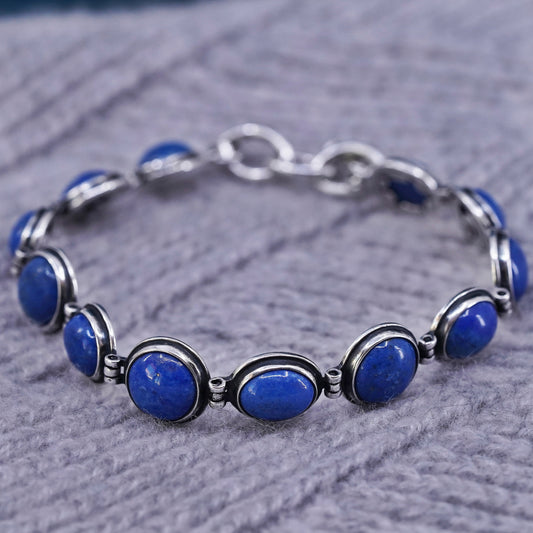 7.5”, Sterling 925 Silver Carolyn Pollack Carlisle Bracelet lapis lazuli toggle