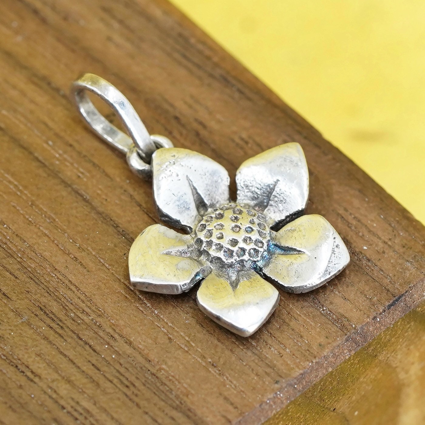 Vintage Sterling silver handmade pendant, 925 hibiscus Hawaii state flower