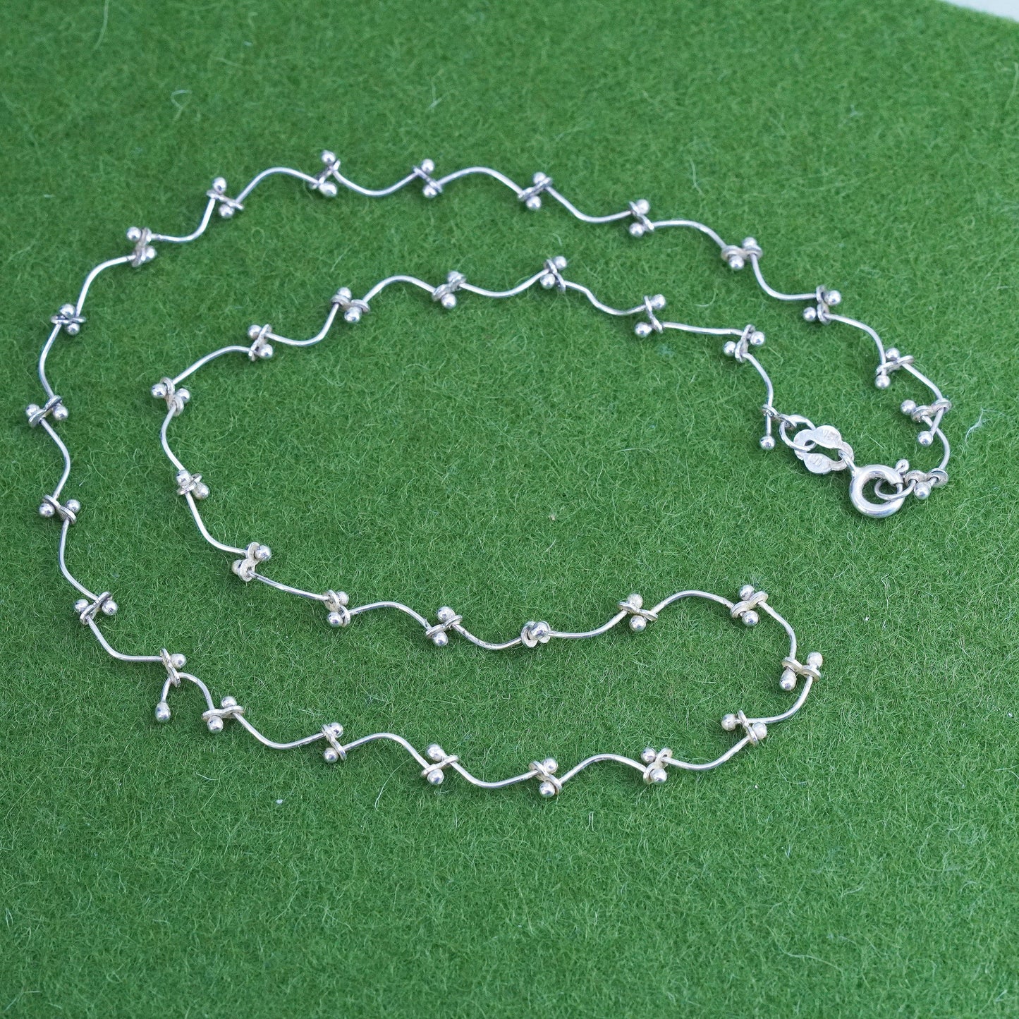 16", Vintage sterling silver link chain with dna link, 925 necklace