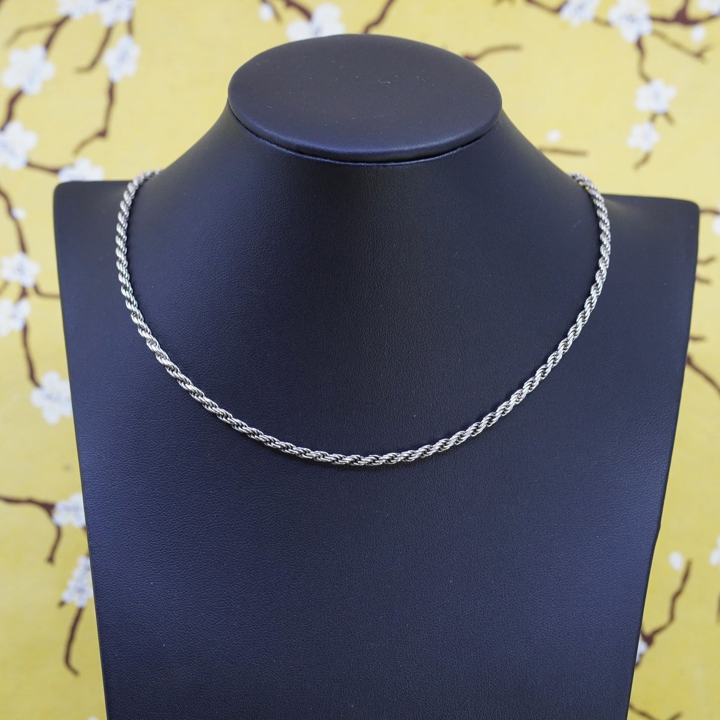 20”, 3mm, vintage Sterling silver necklace, Italy 925 rope chain