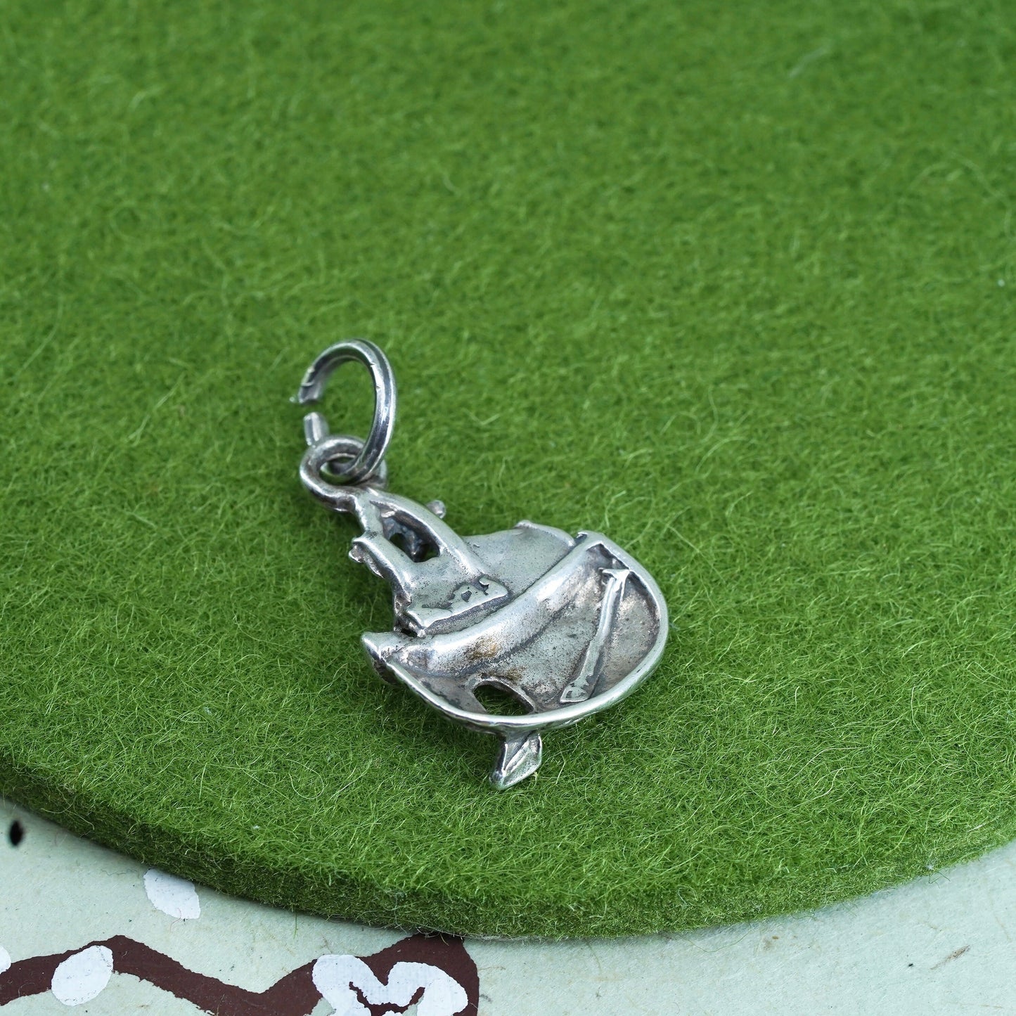 sterling silver handmade pendant, 925 Noah’s Ark boat charm with zebra elephant