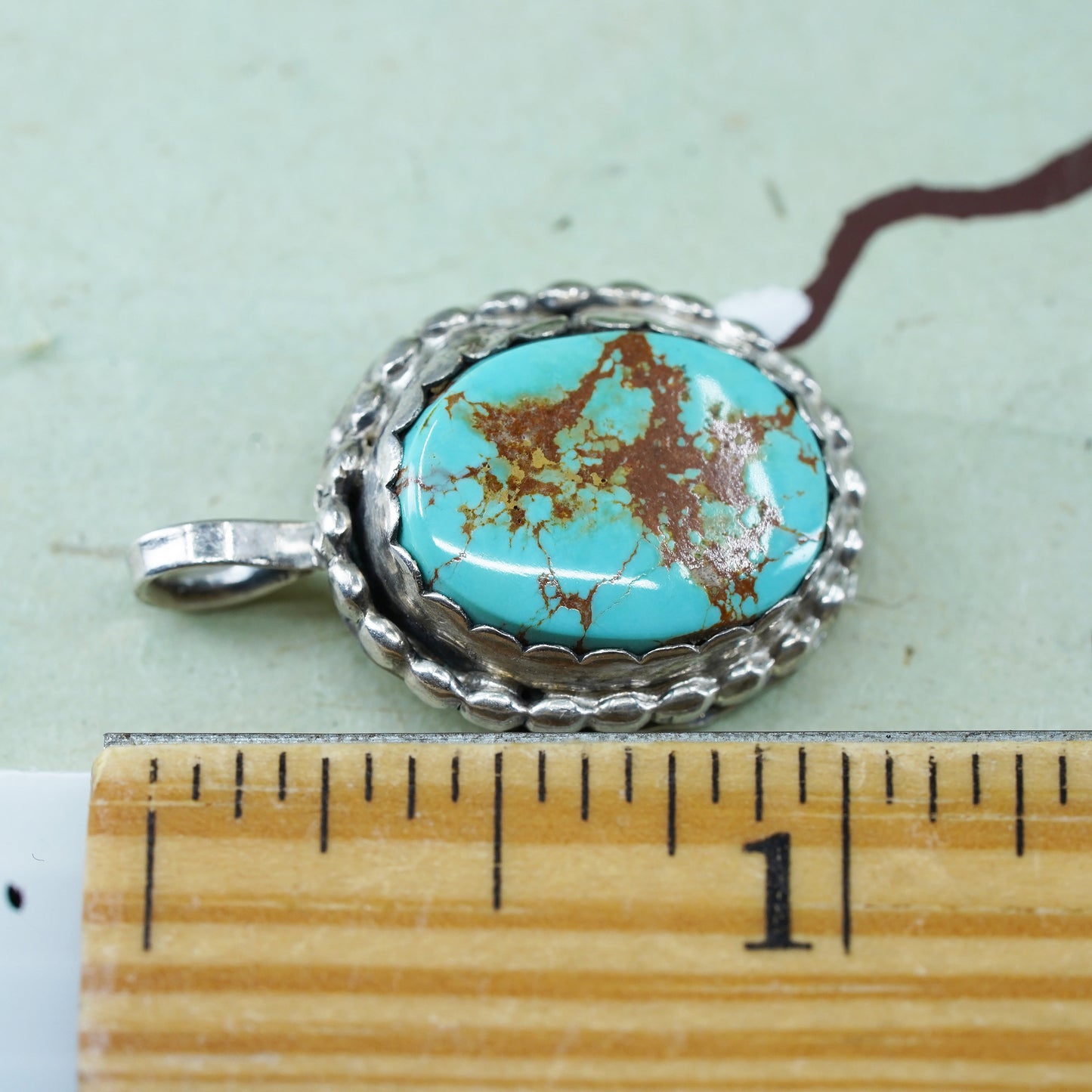 Native American Spencer sterling 925 silver pendant with turquoise