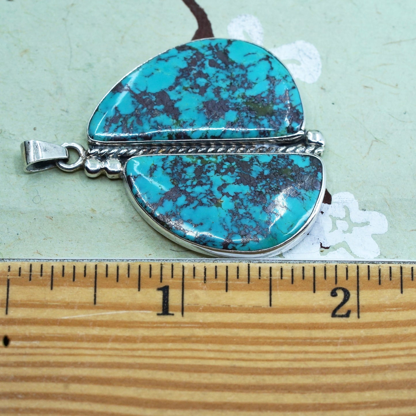 Native American Navajo sterling silver 925 handmade pendant kingsman turquoise