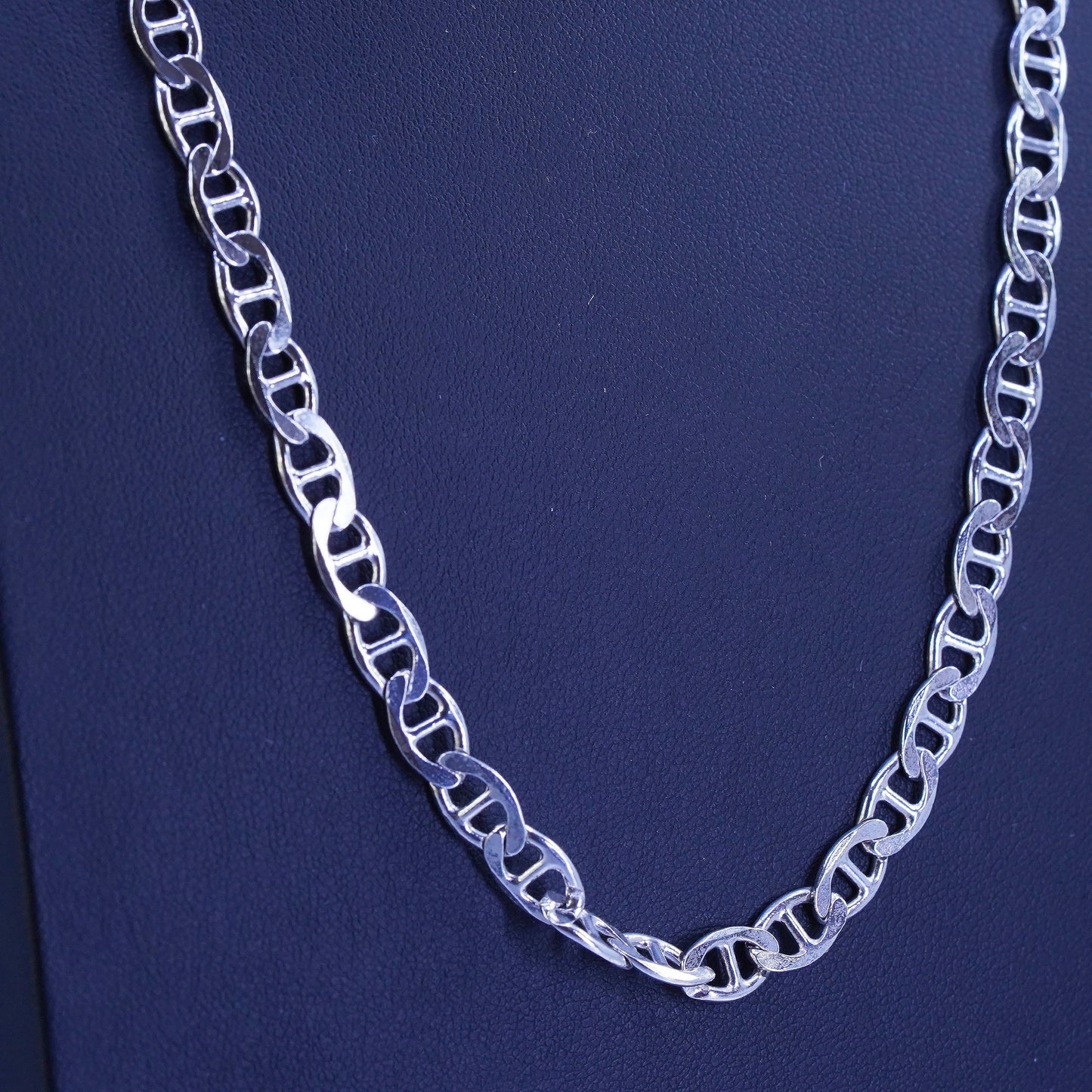 22” 6mm, vintage Italy Sterling 925 silver anchor bold chain necklace