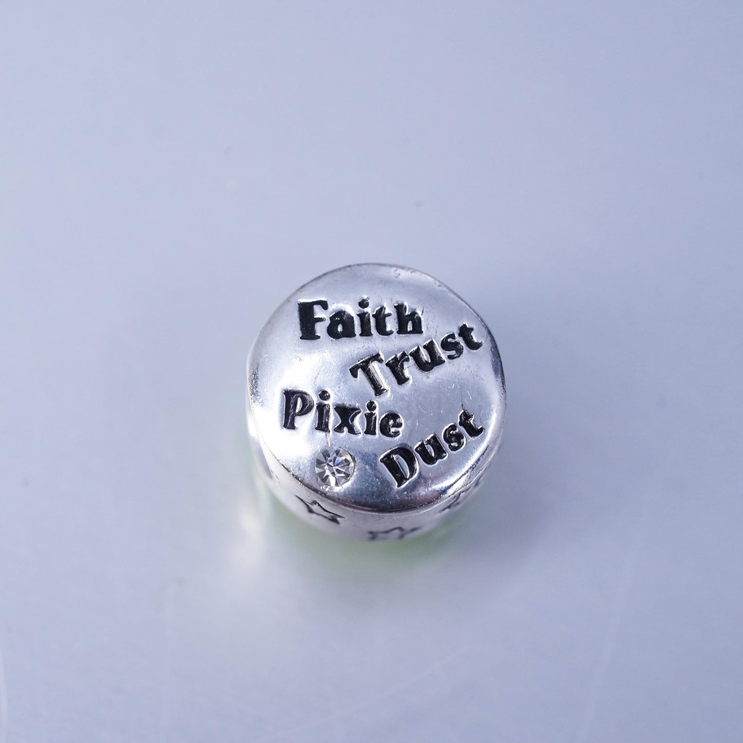 Disney Sterling silver fairy charm 925 green enamel bead faith trust pixie dust