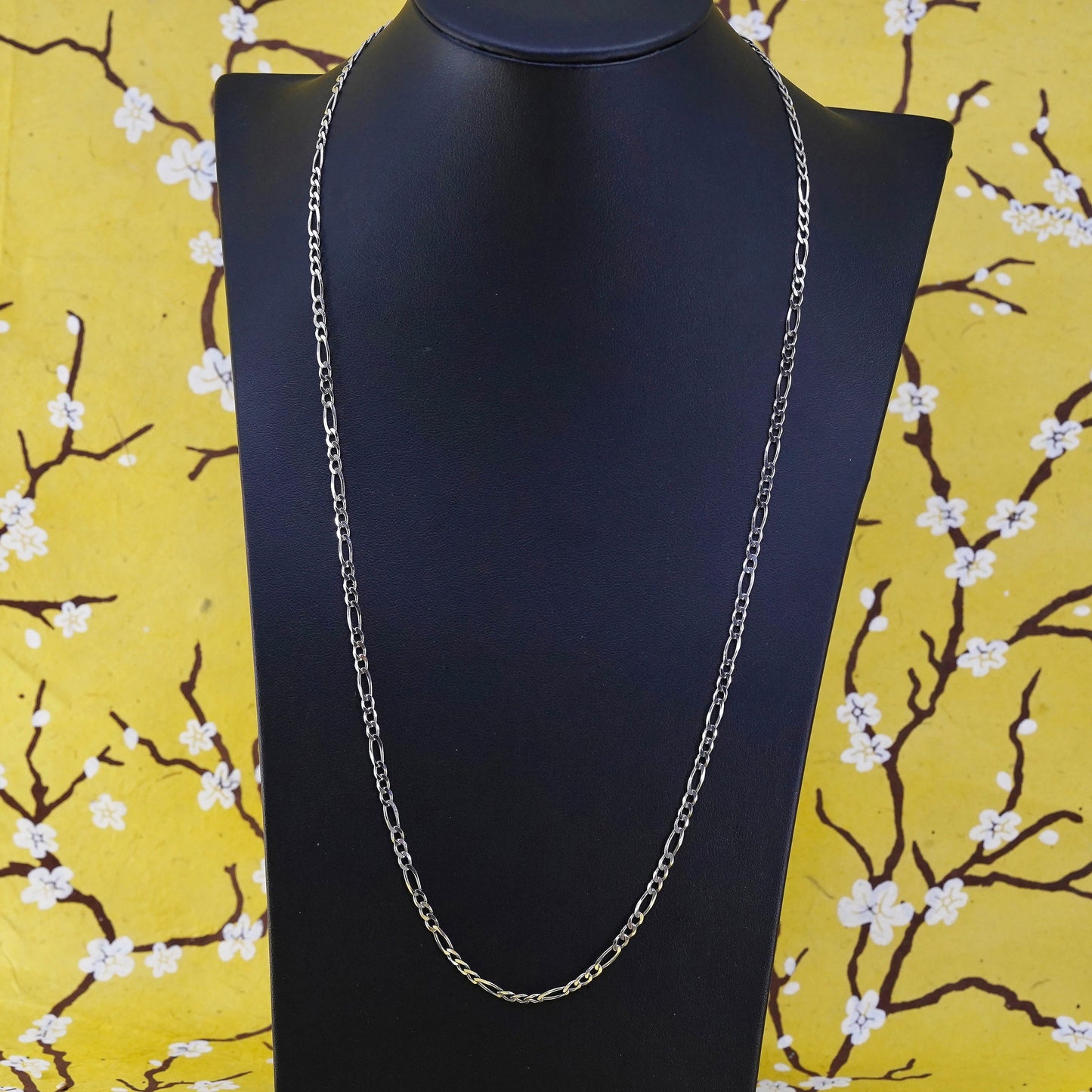 24" 4mm, vintage Italian sterling silver bold elongated chain, 925 necklace