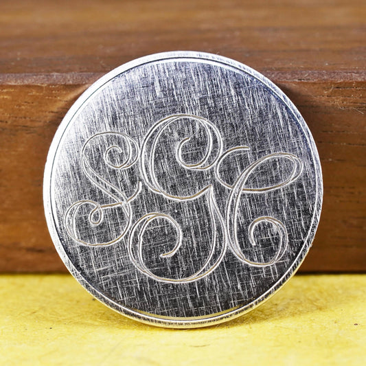 handmade sterling silver loop, hammered circle brooch monogram initial “SCG”