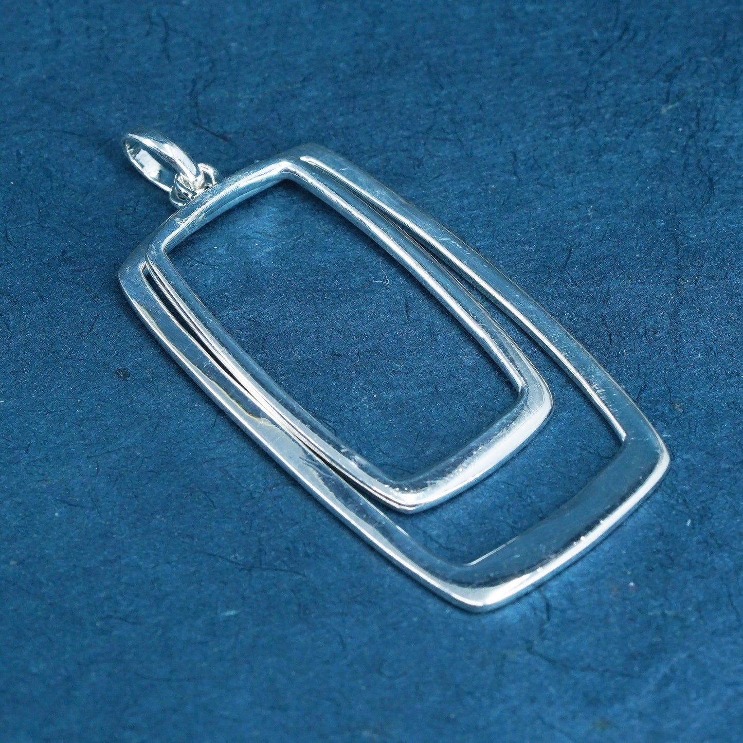 vintage Sterling silver handmade pendant, 925 double rectangular pendant