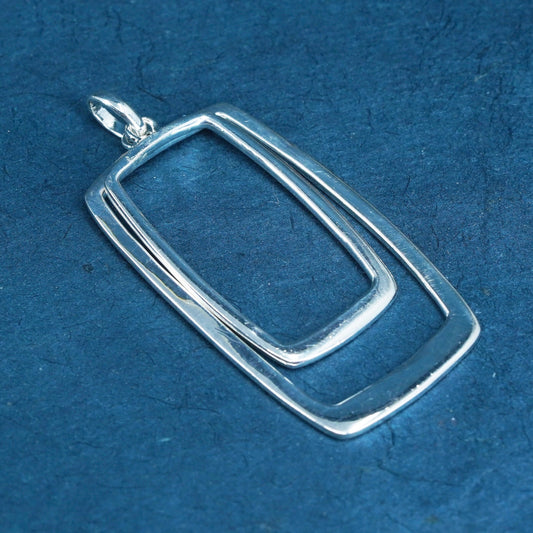 vintage Sterling silver handmade pendant, 925 double rectangular pendant