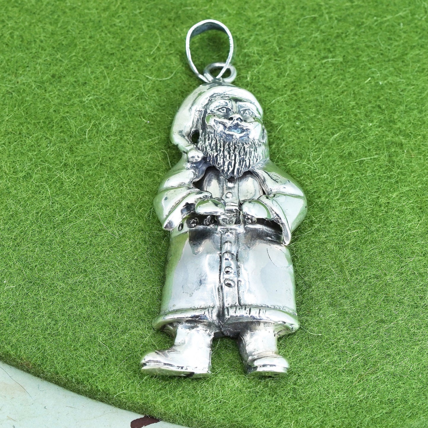 Vintage Sterling silver handmade pendant, 925 Christmas Santa