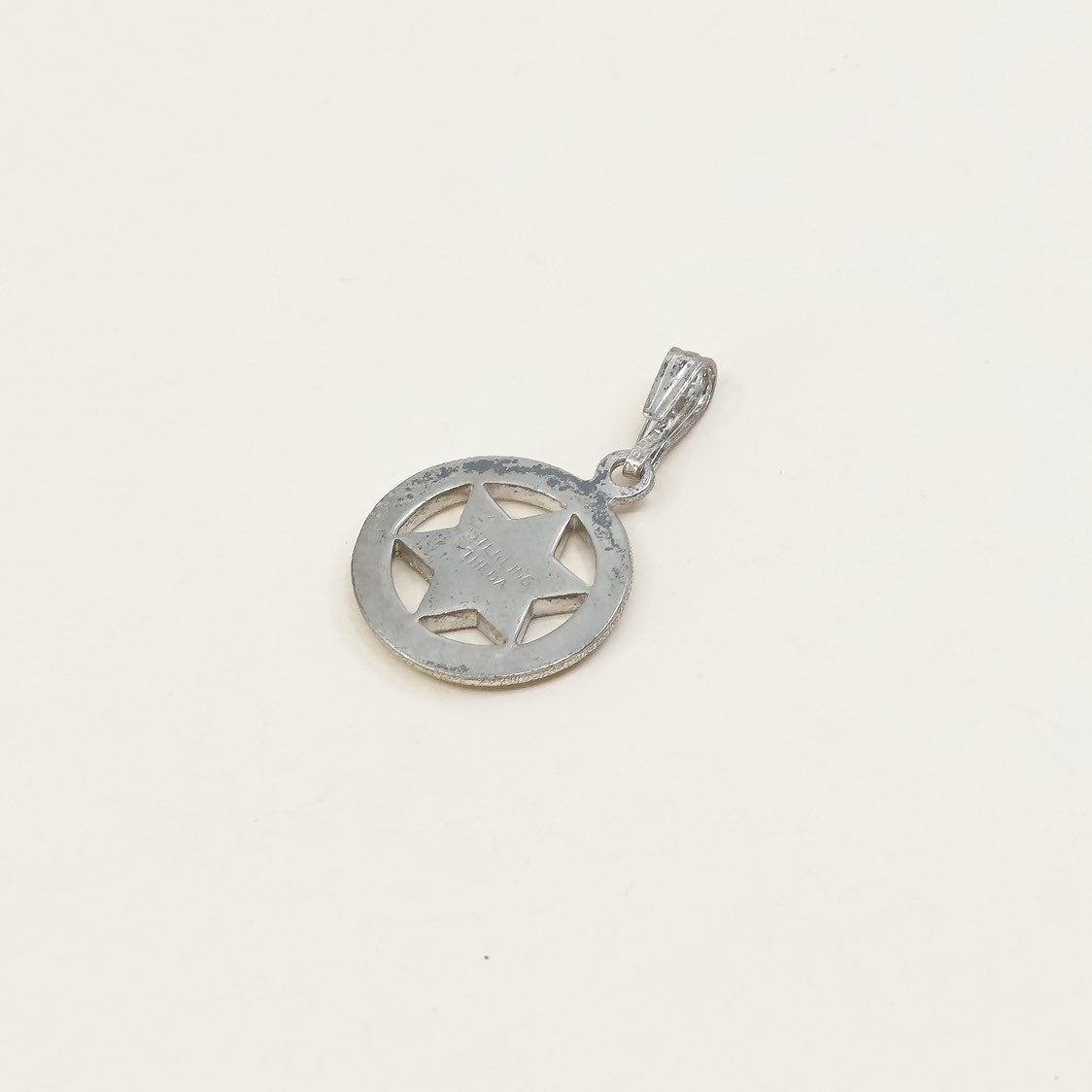 VTG Sterling silver star pendant, 925 silver hexagram charm, stamped sterling