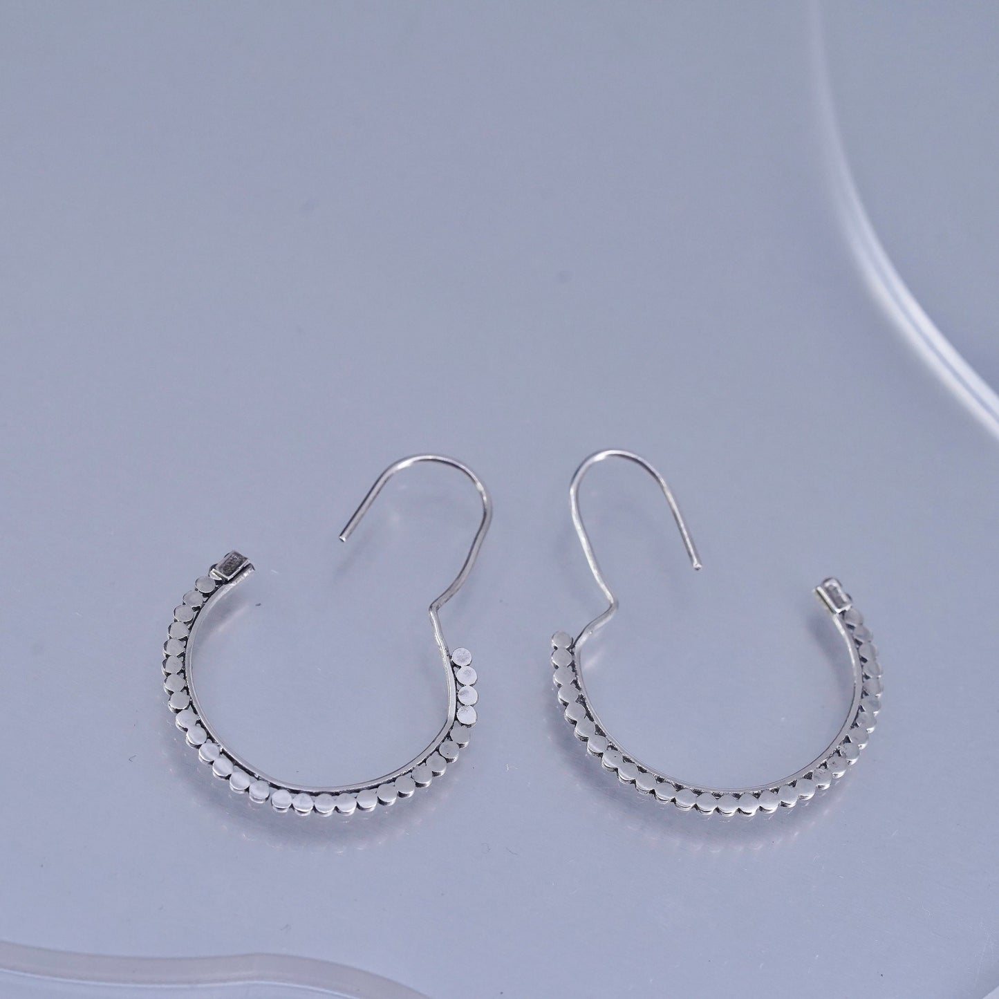 1.25” Vintage Sterling 925 silver handmade circle earrings with beads