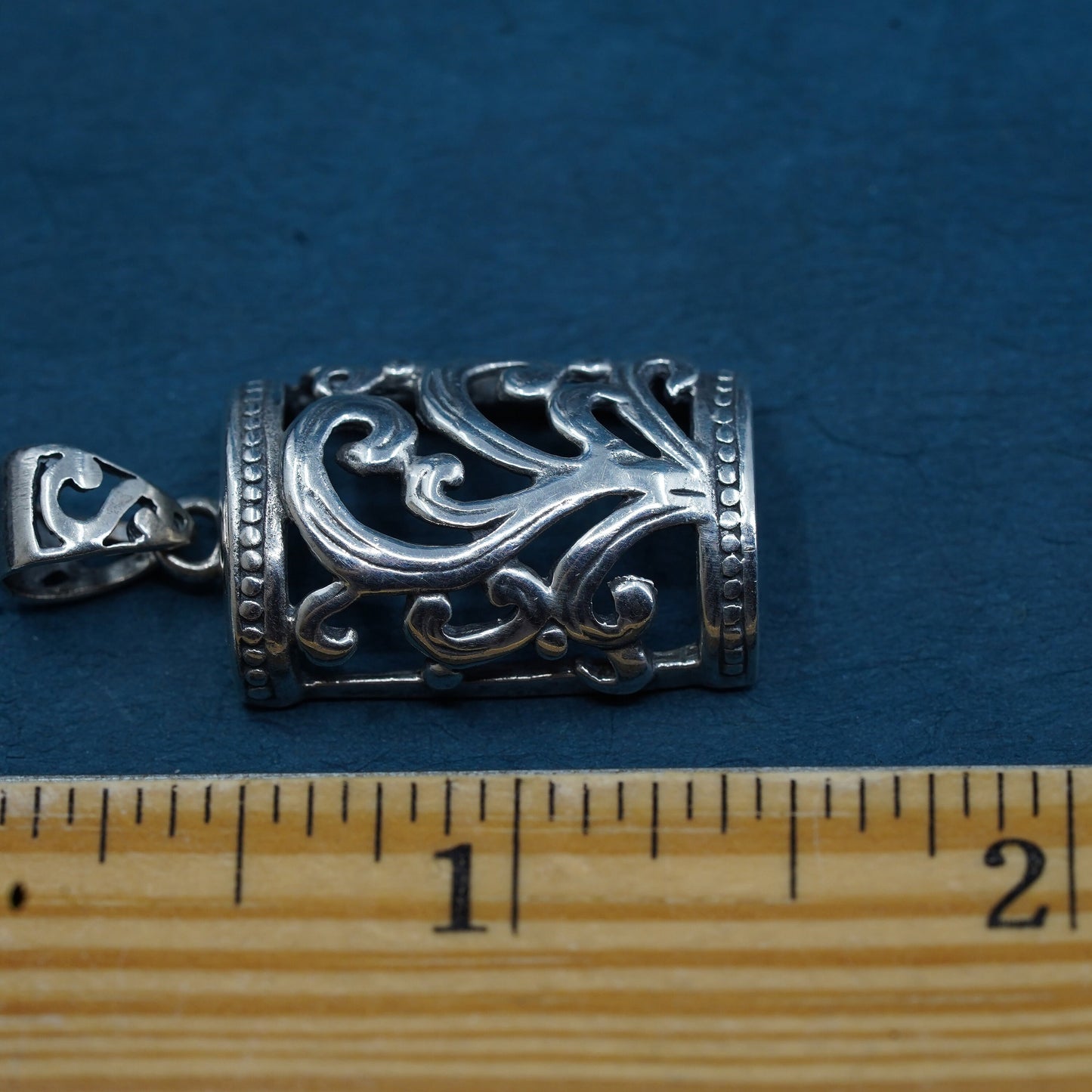 Vintage Sterling silver handmade pendant, 925 filigree bali pendant